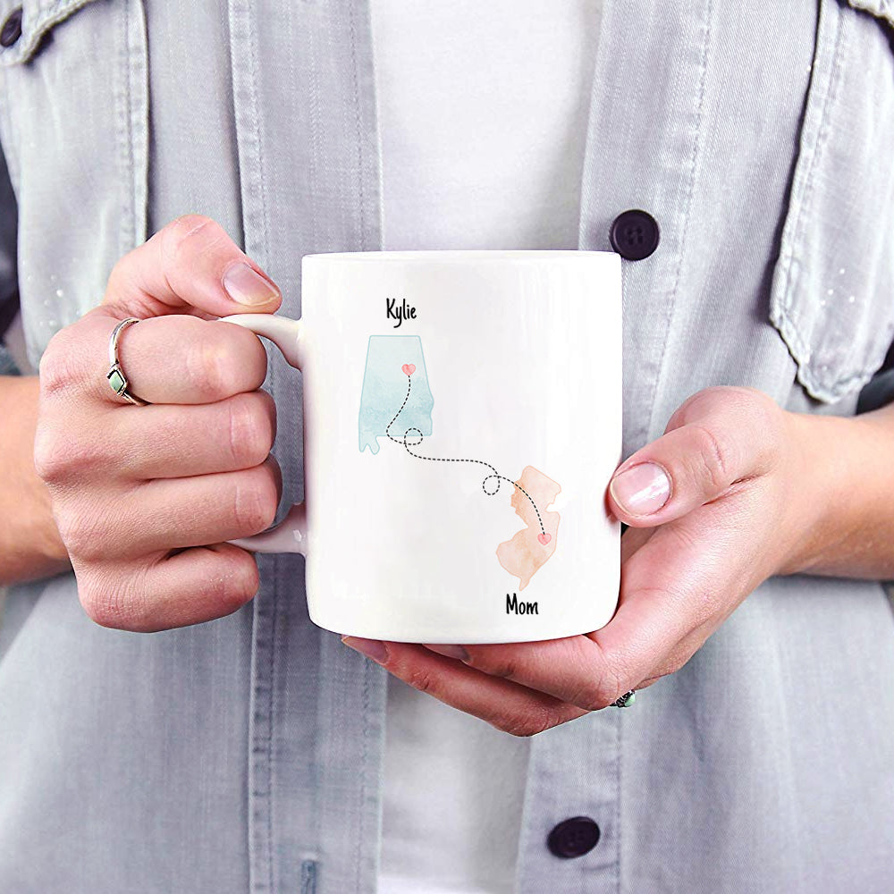 Trend Setters Original (State to State Long Distance - Personalized) 11 oz White Ceramic Mug