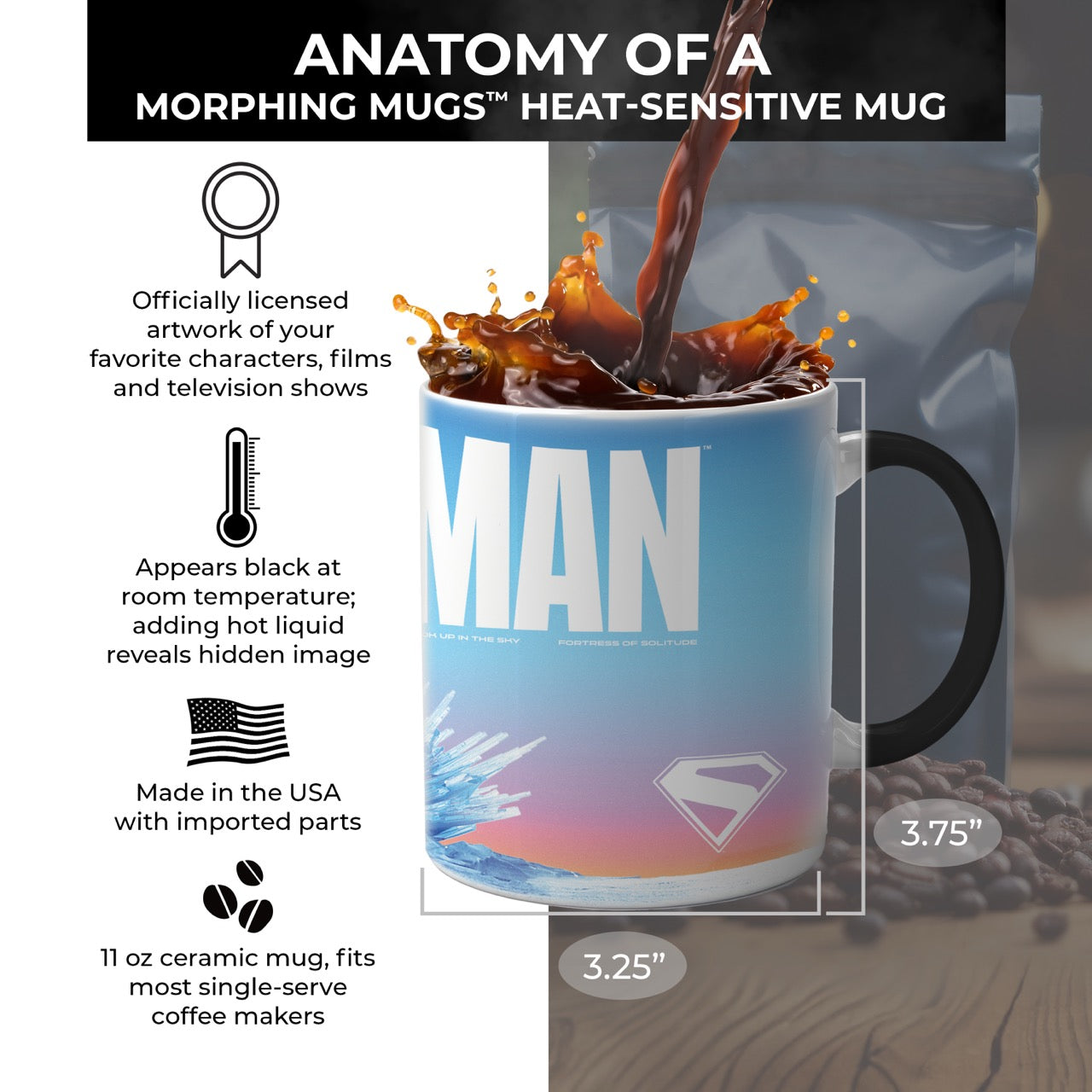 Superman (2025) (Fortress of Solitude Sunrise) Morphing Mugs® Heat-Sensitive Mug MMUG1735