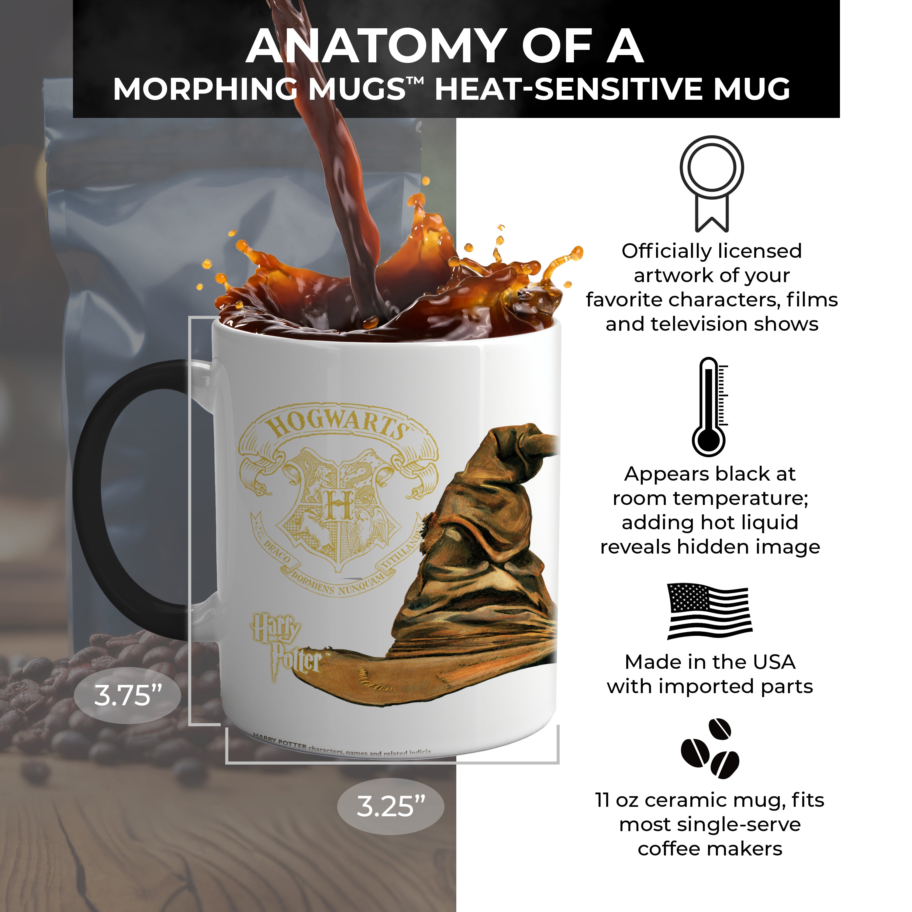 Harry Potter (Sorting Hat Hufflepuff Personalized) Morphing Mugs® Heat-Sensitive Mug MMUG217