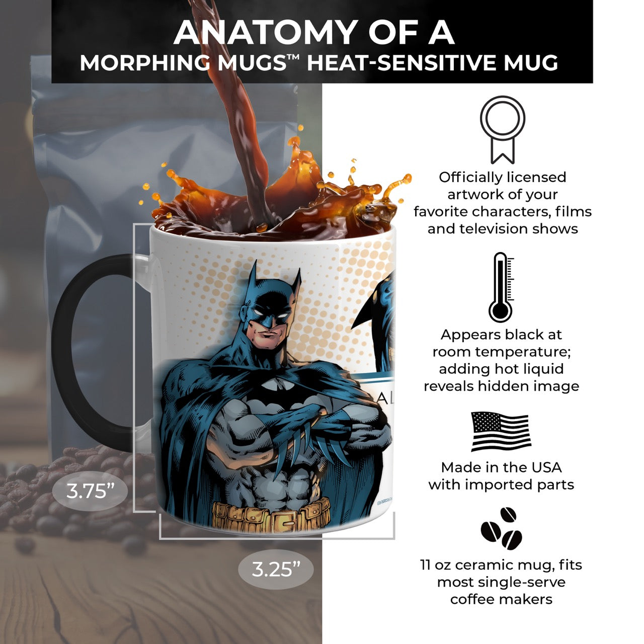 DC Comics Justice League Batman (Personalized) Morphing Mugs® Heat-Sensitive Mug MMUG219