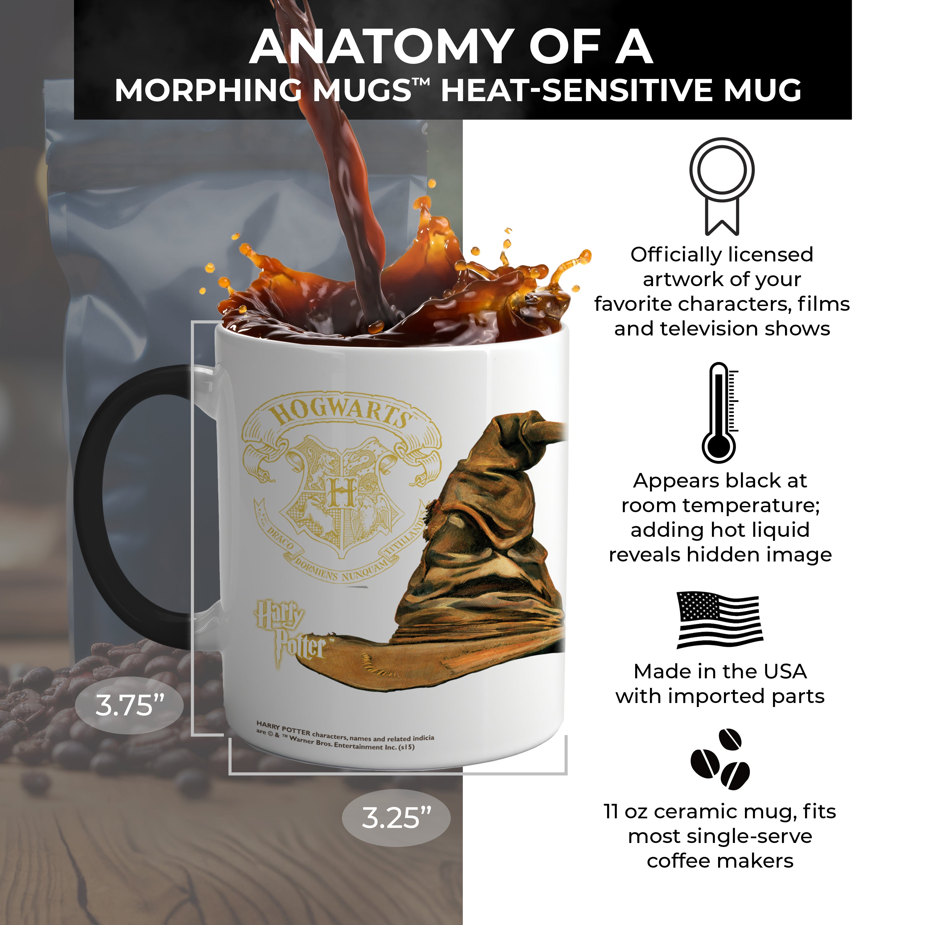 Harry Potter (Sorting Hat Hufflepuff) Morphing Mugs® Heat Sensitive Mug MMUG255