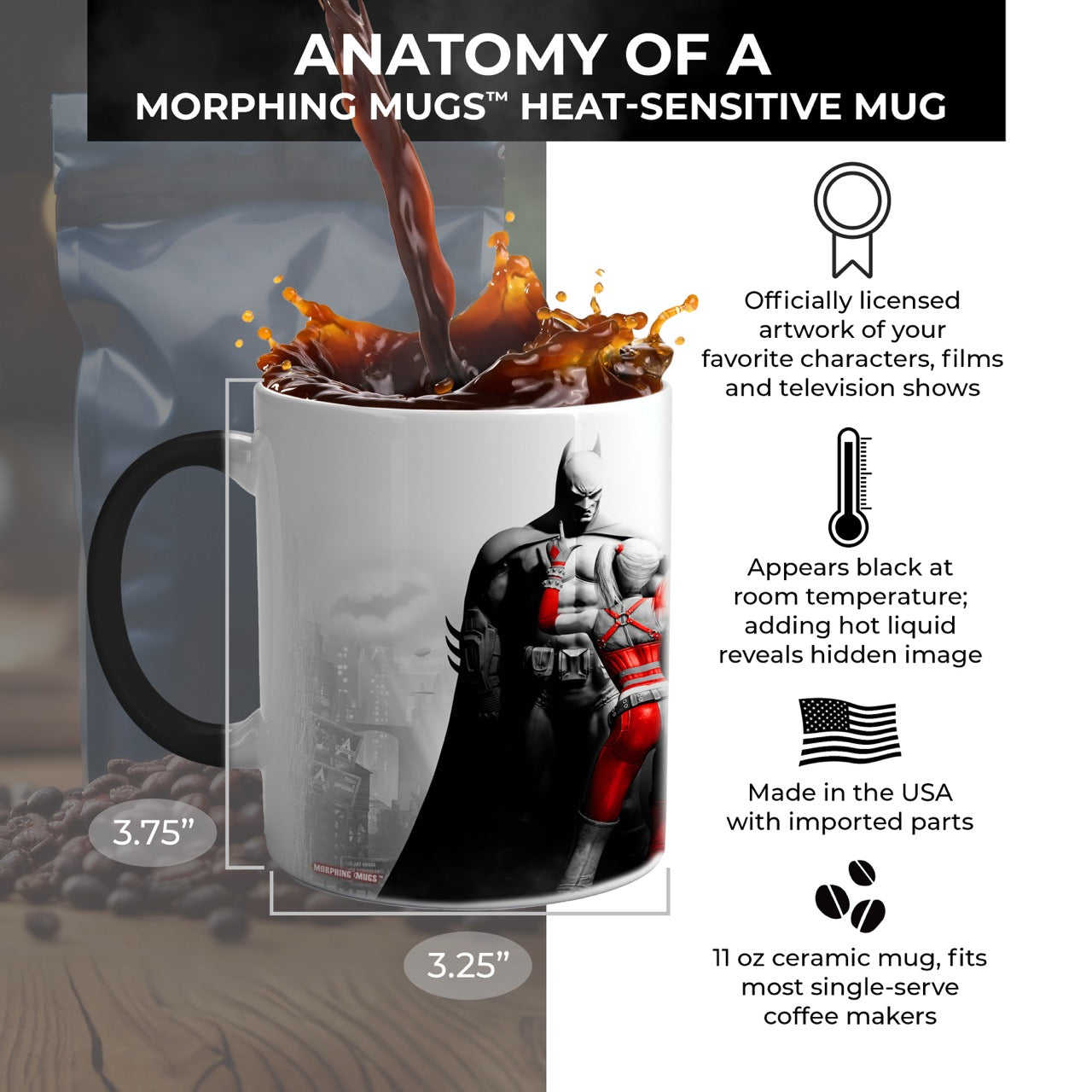 DC Comics (Batman: Arkham City – Batman and Harley) Morphing Mugs® Heat-Sensitive Mug MMUG330