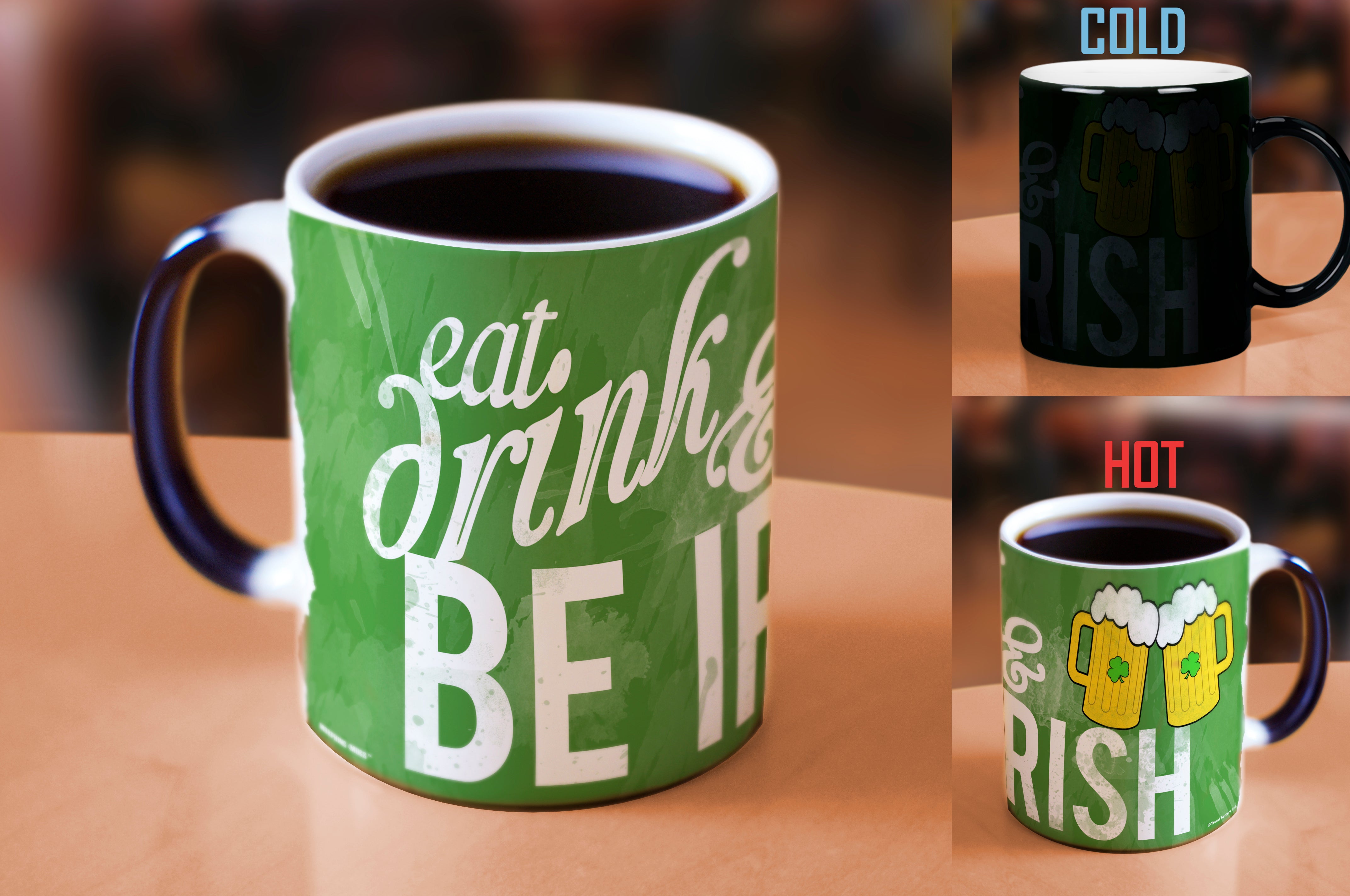St. Patricks Day Collection (Eat Drink Be Irish) Morphing Mugs® Heat-Sensitive Mug MMUG366