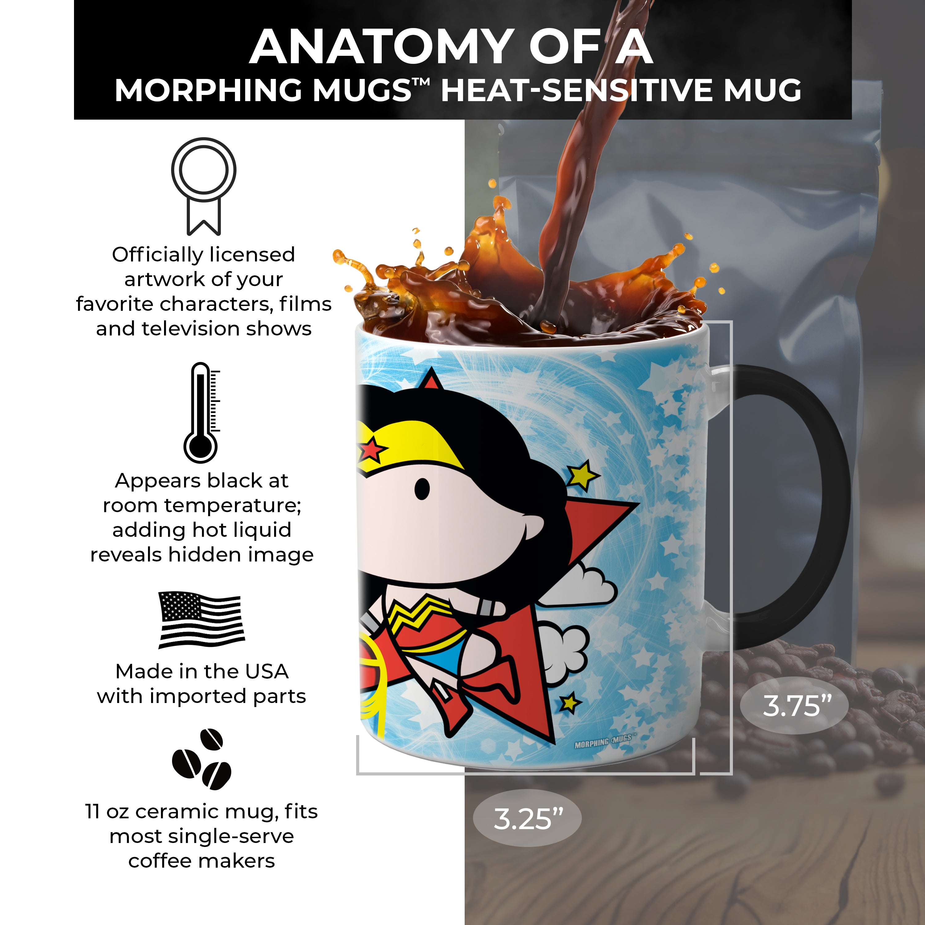 DC Comics (Justice League - Wonder Woman Cartoon) Morphing Mugs® Heat-Sensitive Mug MMUG384