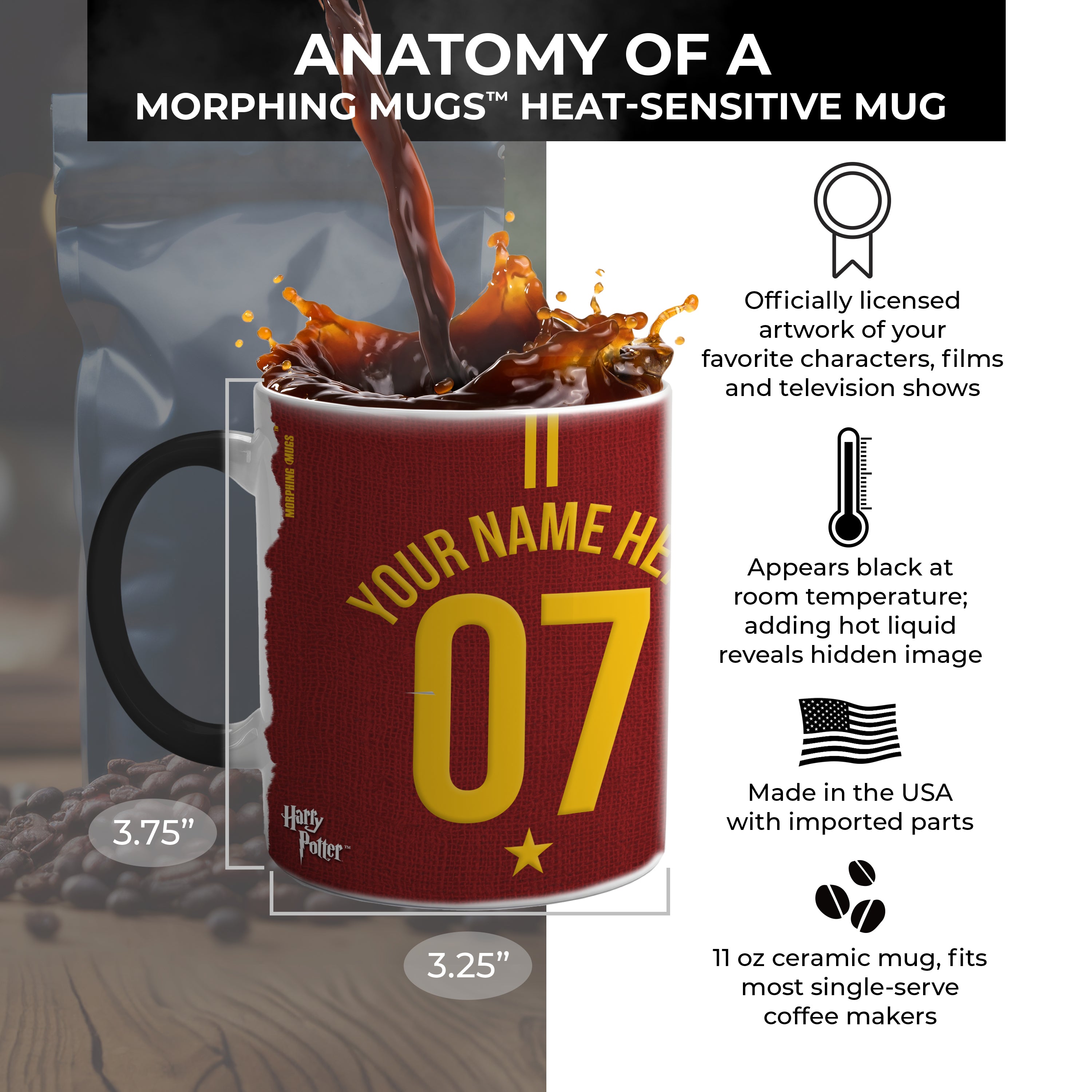 Harry Potter (Gryffindor Quidditch - Personalized) Morphing Mugs® Heat-Sensitive Mug MMUG390