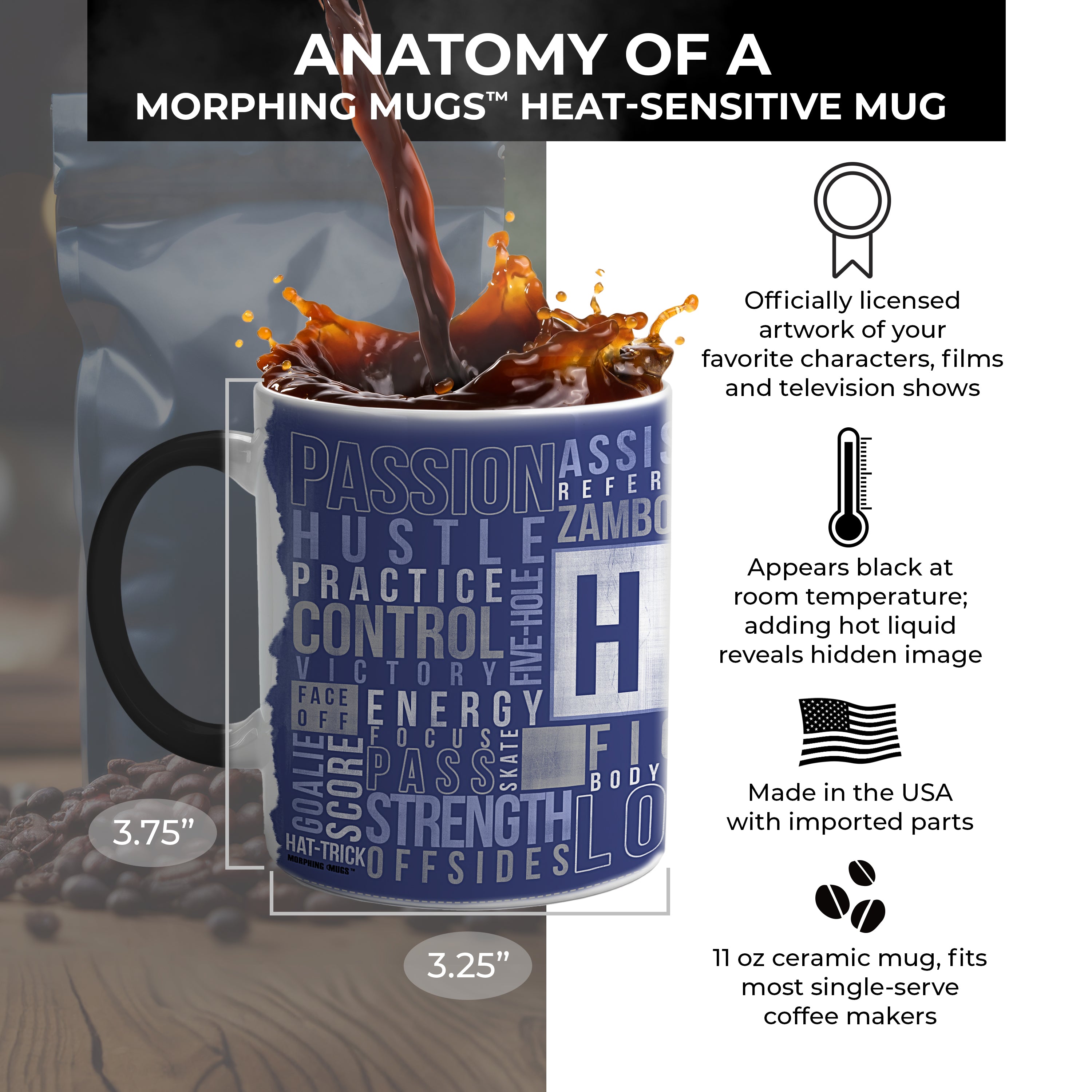 Sports Collection (Hockey Words) Morphing Mugs® Heat-Sensitive Mug MMUG448
