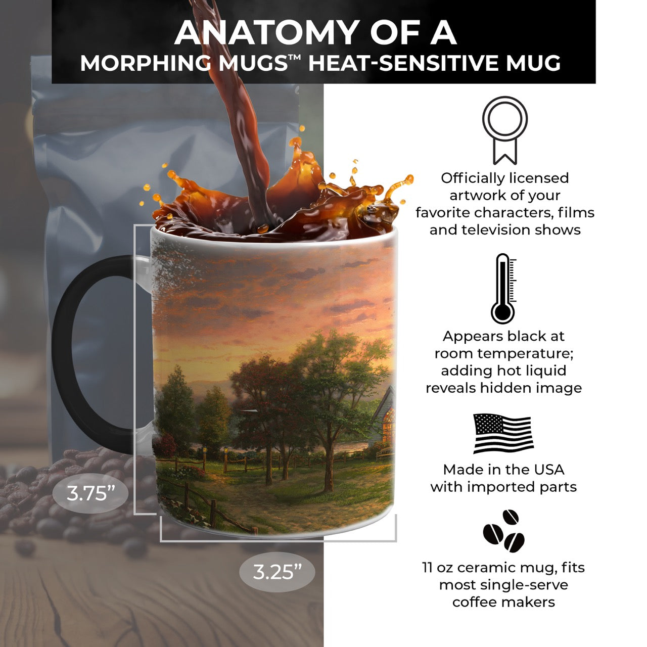 Thomas Kinkade Studios (Sunrise Chapel) Morphing Mugs® Heat-Sensitive Mug MMUG629