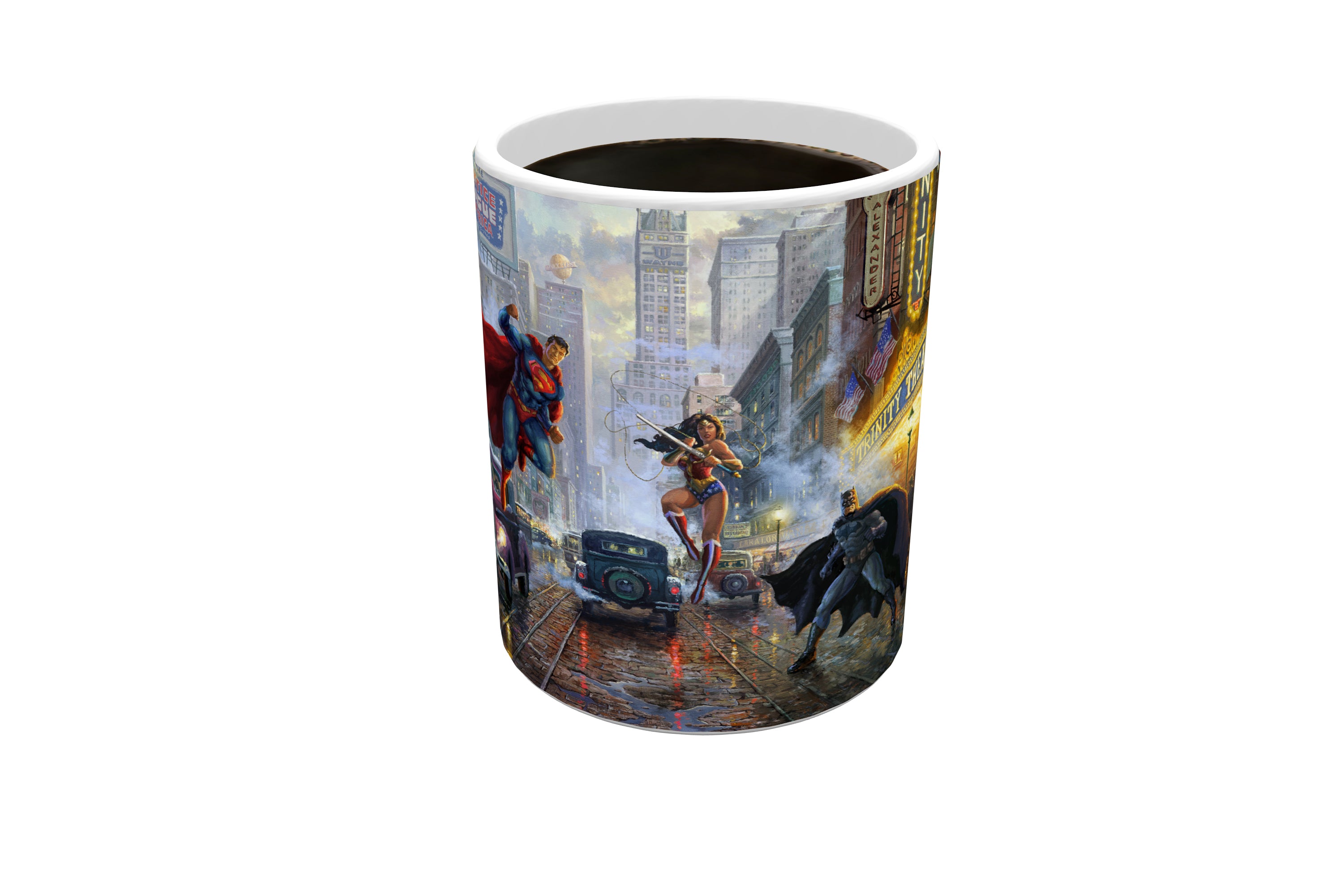 DC Comics (Batman, Superman and Wonder Woman) Morphing Mugs®  Heat-Sensitive Mug  Thomas Kinkade Studios Art MMUG847