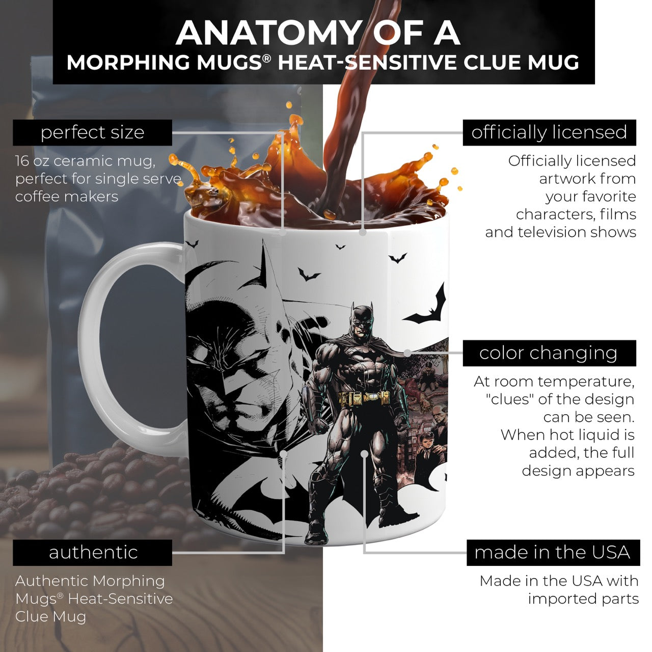 Batman (Cape) Morphing Mugs® Heat-Sensitive Clue Mug MMUGC1607