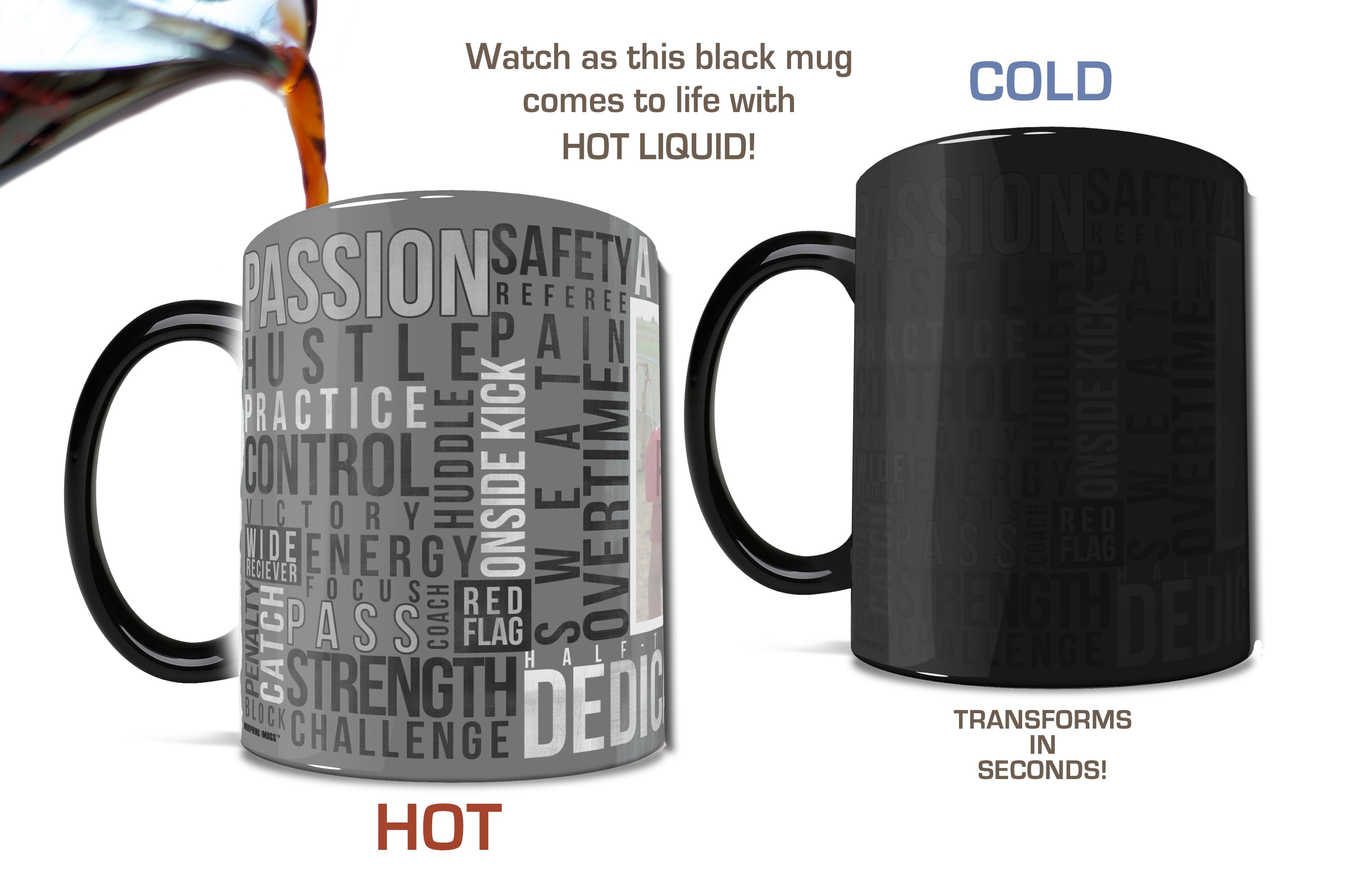 Sports Collection (Football Words - Personalized) Morphing Mugs® Heat-Sensitive Mug MMUGU445