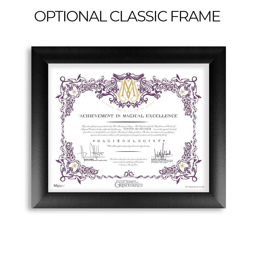 Fantastic Beasts: The Crimes of Grindelwald (Magizoologist Certificate) MightyPrint™ Wall Art MP08100505