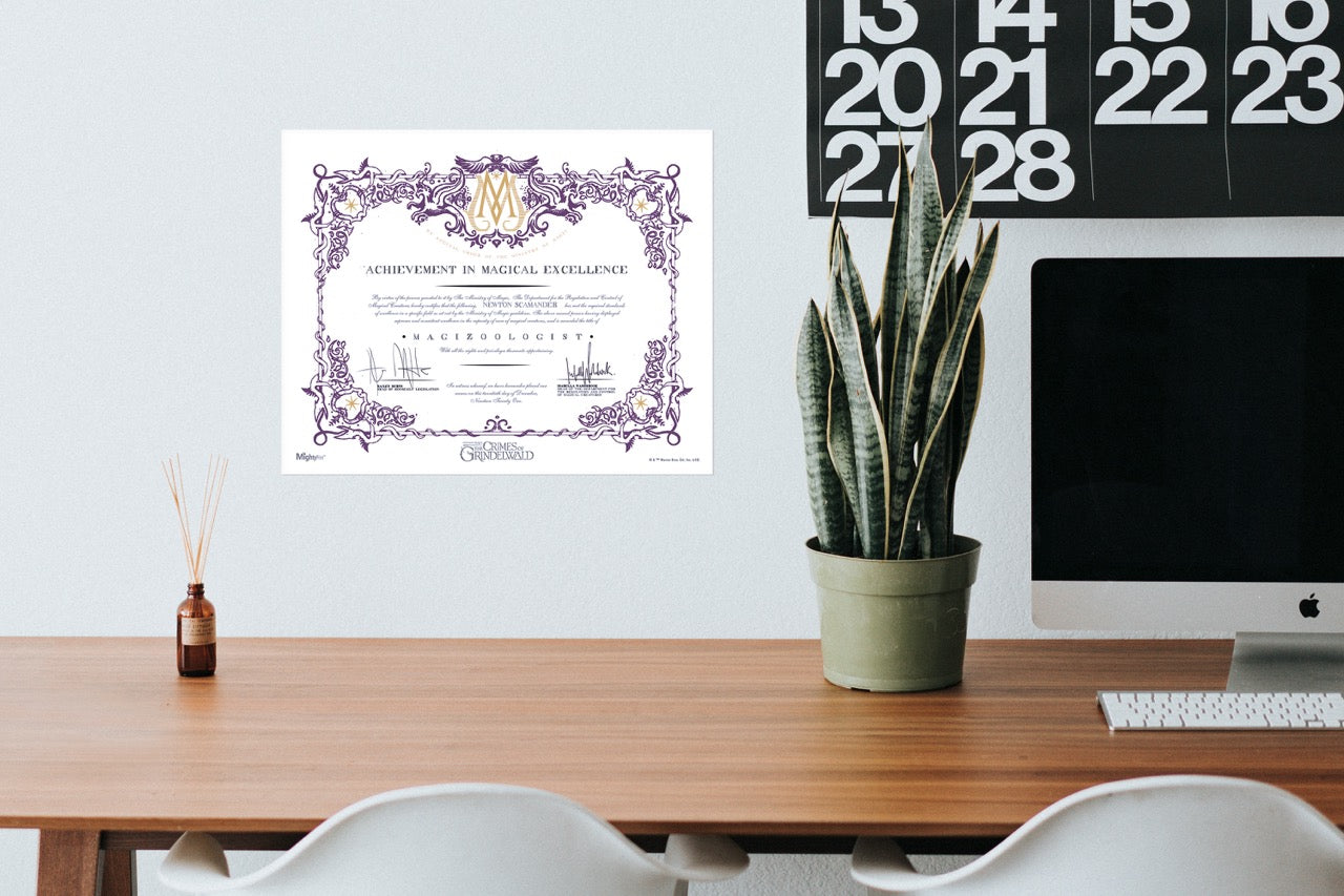 Fantastic Beasts: The Crimes of Grindelwald (Magizoologist Certificate) MightyPrint™ Wall Art MP08100505