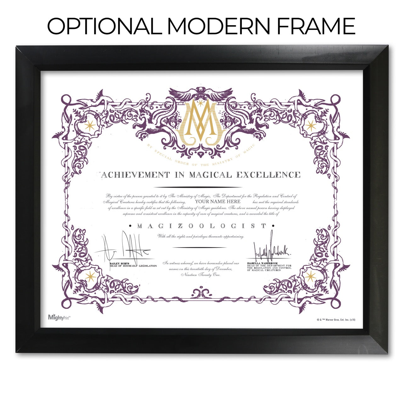 Fantastic Beasts: The Crimes of Grindelwald (Magizoologist Certificate) MightyPrint™ Wall Art MP08100505