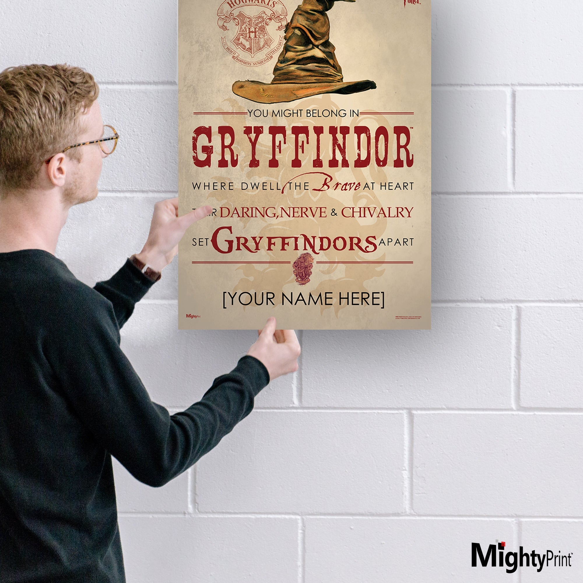 Harry Potter (Gryffindor Sorting Hat Poem - Personalize with Name) MightyPrint™ Wall Art MP17240186