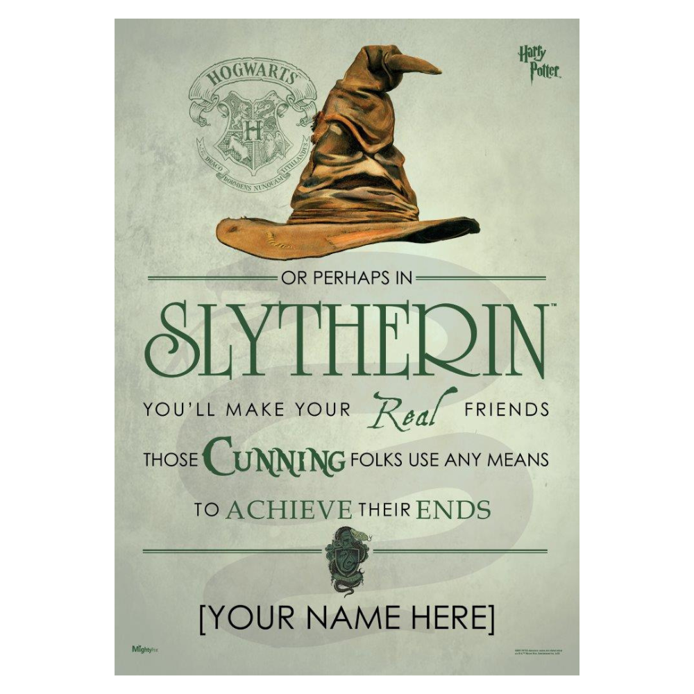 Harry Potter (Slytherin Sorting Hat Poem - Personalize with Name) MightyPrint™ Wall Art MP17240187