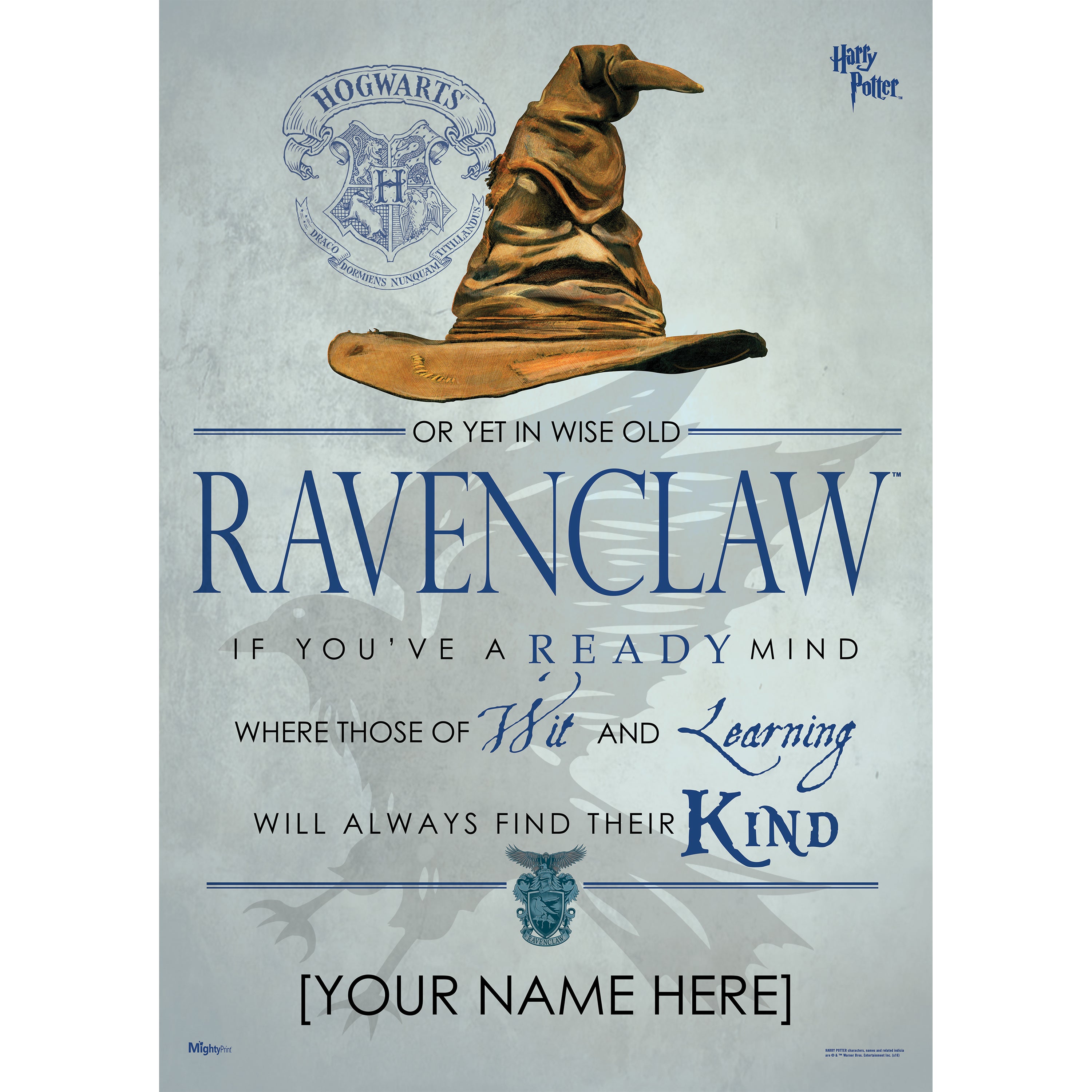 Harry Potter (Ravenclaw Sorting Hat Poem - Personalize with Name) MightyPrint™ Wall Art MP17240189