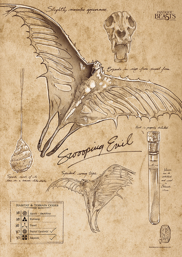 Fantastic Beasts And Where To Find Them (Swooping Evil Sketchbook) MightyPrint™ Wall Art MP17240297