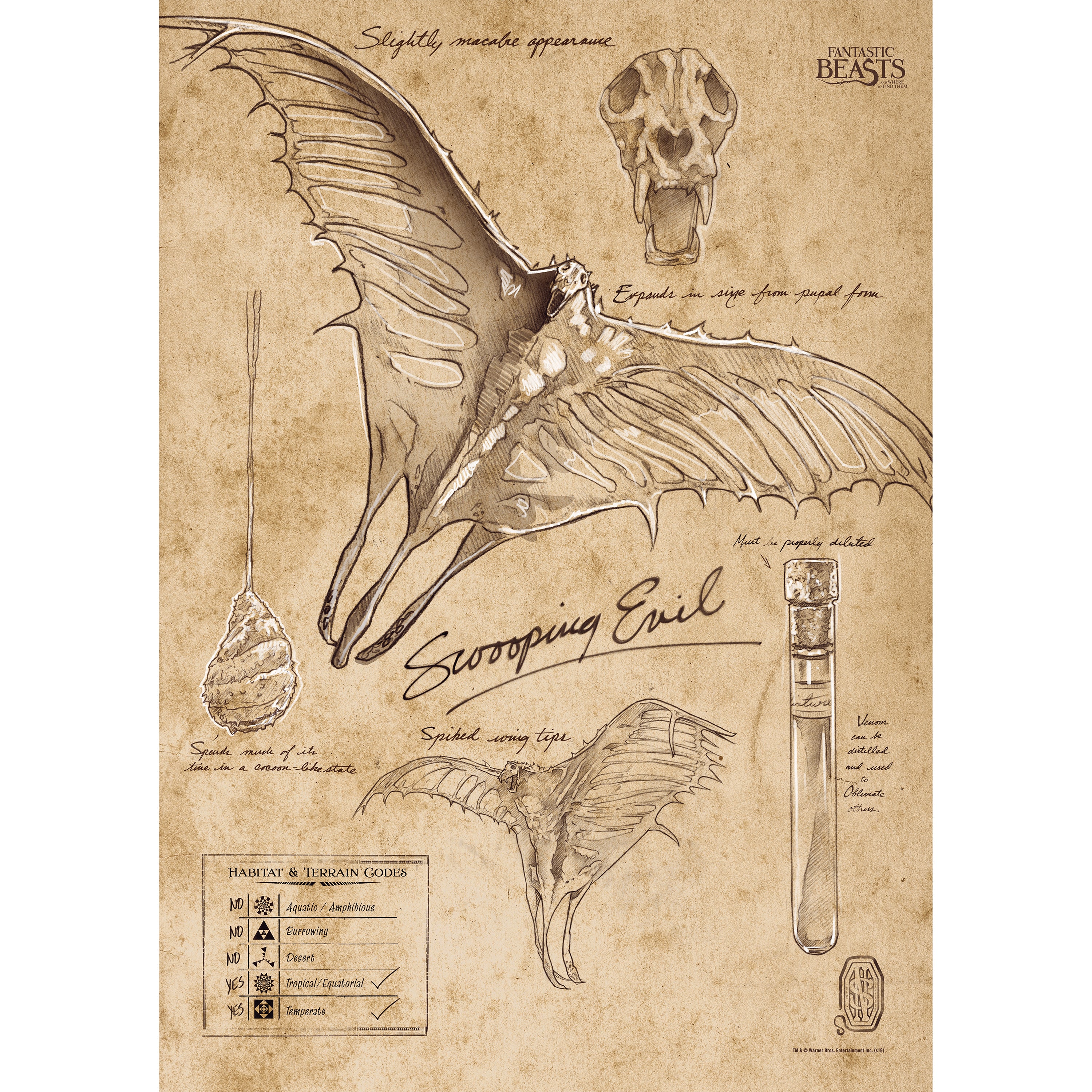 Fantastic Beasts And Where To Find Them (Swooping Evil Sketchbook) MightyPrint™ Wall Art MP17240297