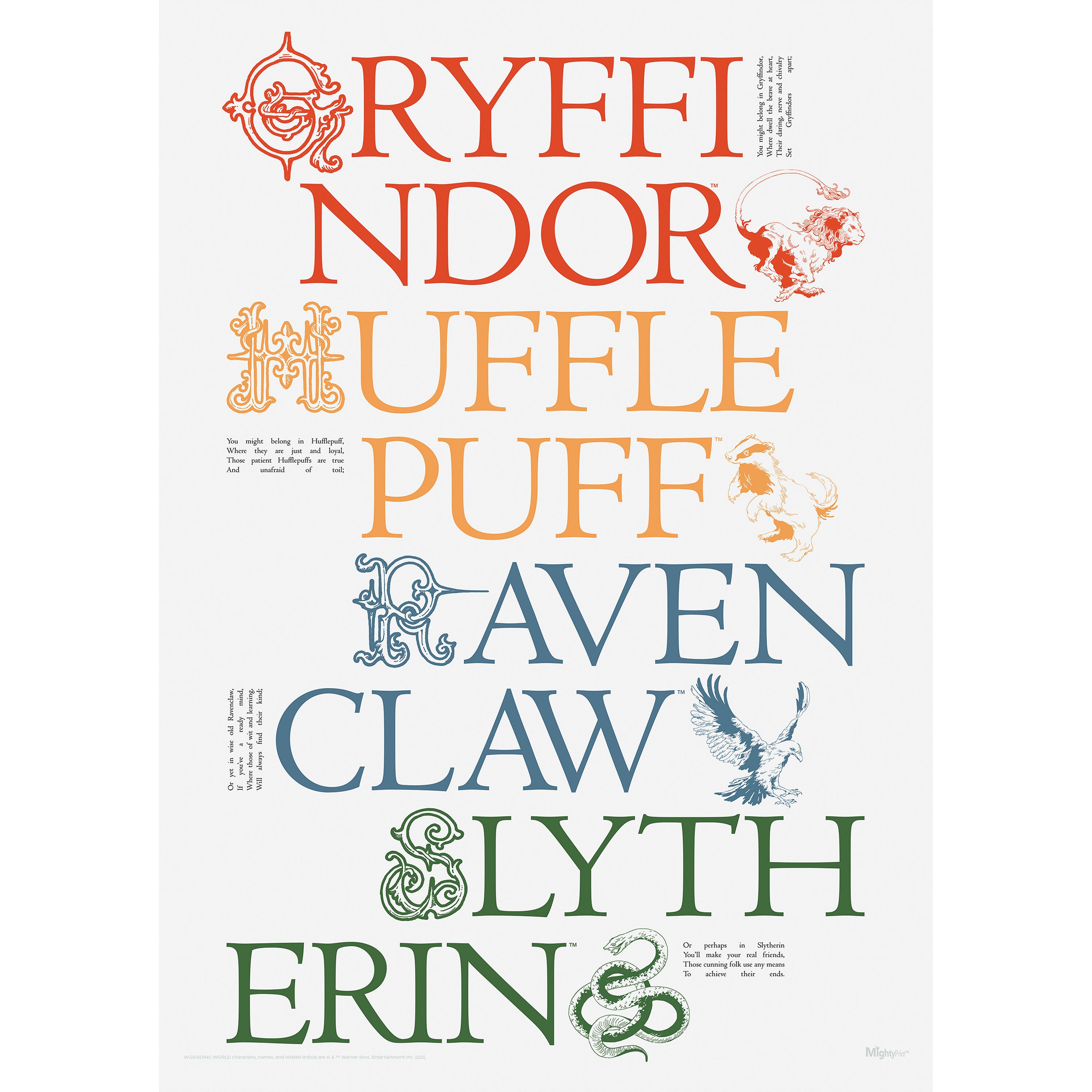 Harry Potter (Delicate Sketch Hogwarts Houses) MightyPrint™ Wall Art MP17240886