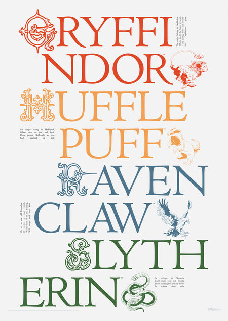 Harry Potter (Delicate Sketch Hogwarts Houses) MightyPrint™ Wall Art MP17240886