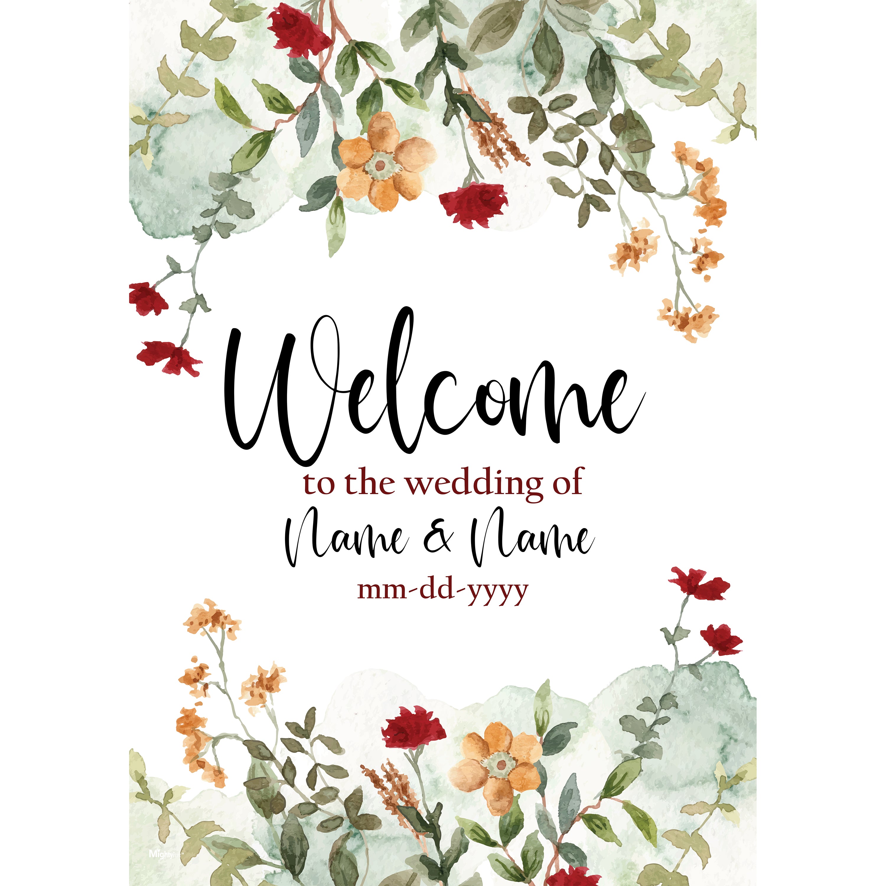Trend Setters Original (Floral Wedding Sign) Personalized MightyPrint™ Wall Art MP17241107