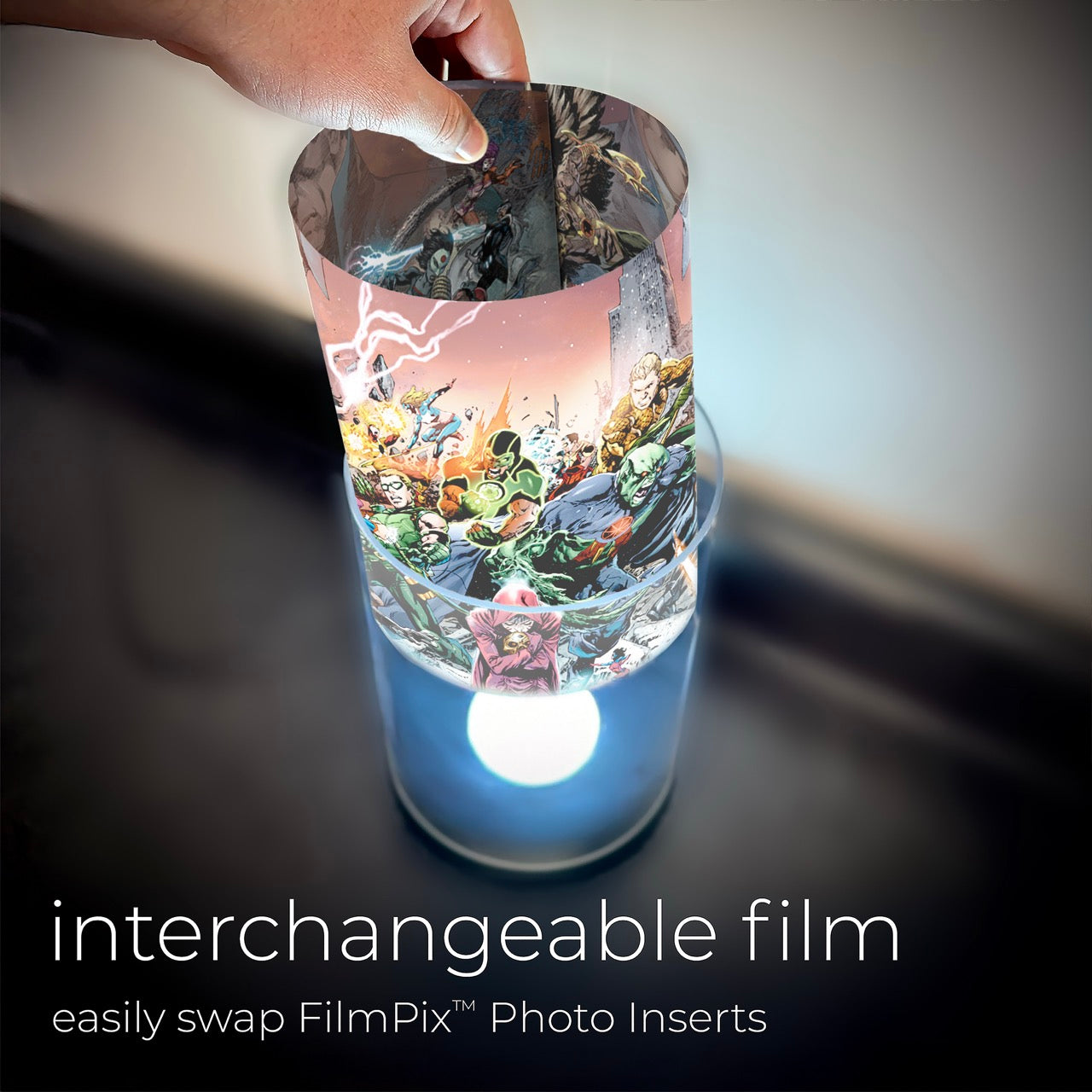 FilmPix™ Light Display + Justice League (Trinity War) FilmPix™ Photo Insert Bundle
