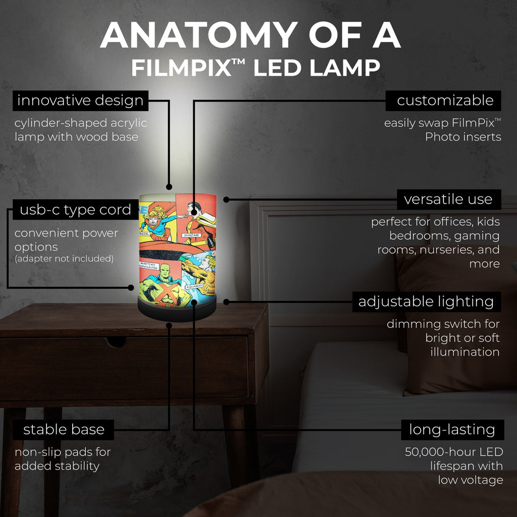 FilmPix™ LED Lamp + Justice League (90th Heroes) FilmPix™ Photo Insert Bundle