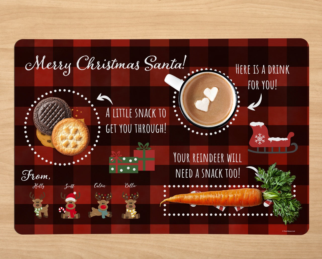 Christmas Collection (Santa Milk & Cookies Mat - Personalized) Non-Slip Desk Placemat