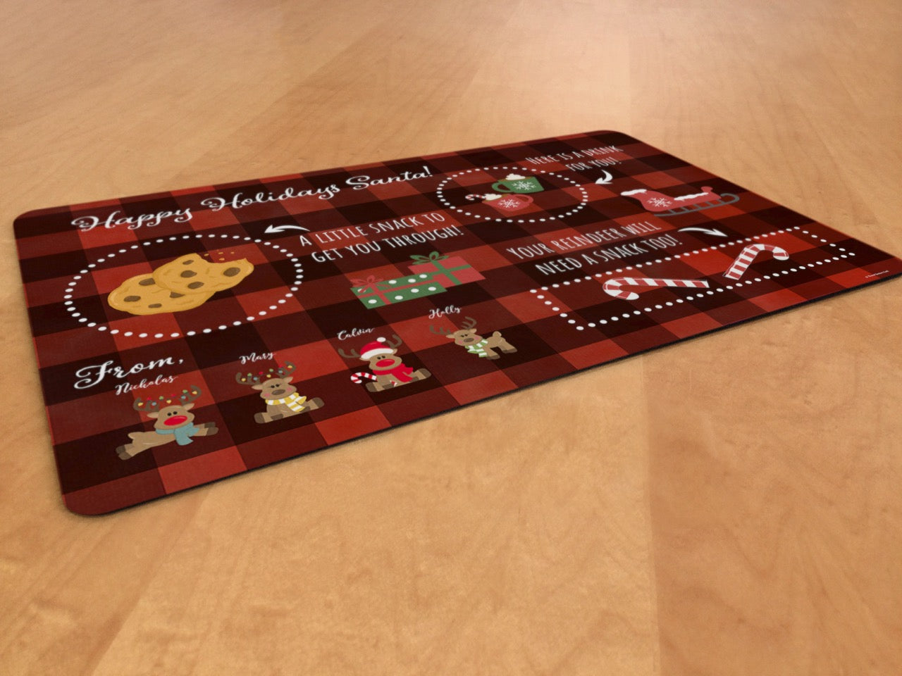 Christmas Collection (Santa Milk & Cookies Mat - Personalized) Non-Slip Desk Placemat