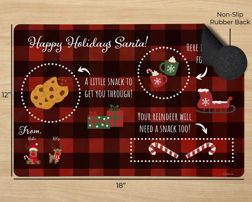 Christmas Collection (Santa Milk & Cookies Mat - Personalized) Non-Slip Desk Placemat