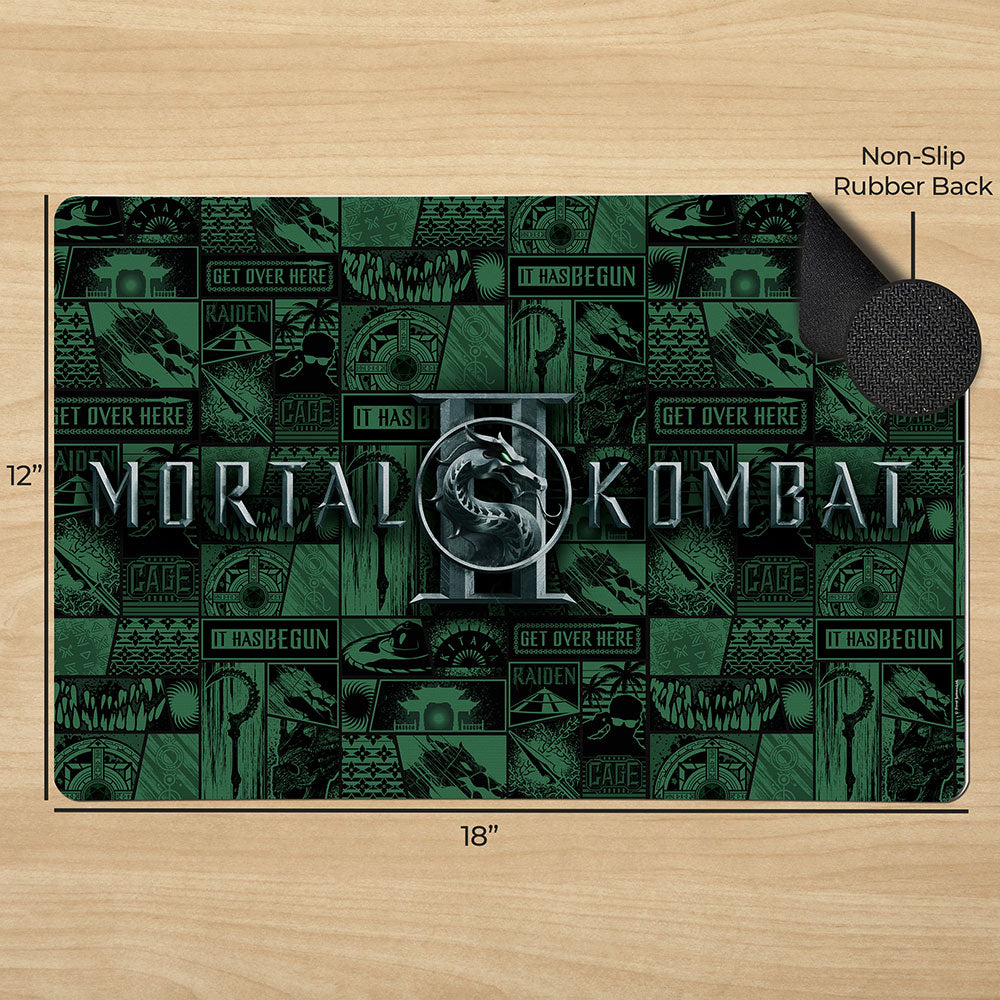 Mortal Kombat 2 (Dragon Logo Arcade Icons) 18” x 12” Desk Mat PLM1610065