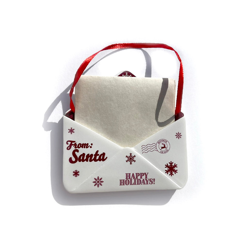Christmas Collection (Note From Santa) Maroon Snowflake Envelope Resin Ornament with Letter RRENV005