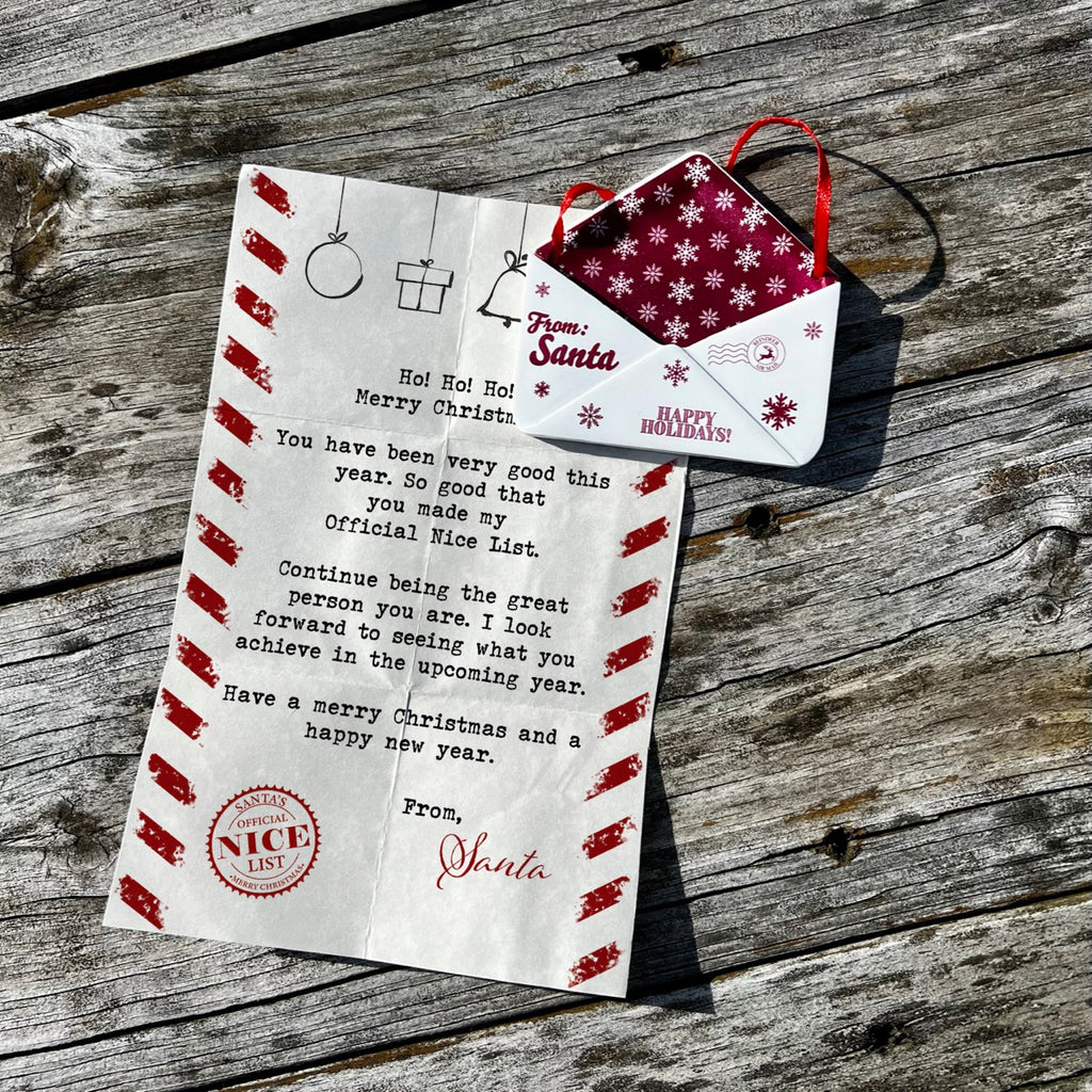 Christmas Collection (Note From Santa) Maroon Snowflake Envelope Resin Ornament with Letter RRENV005