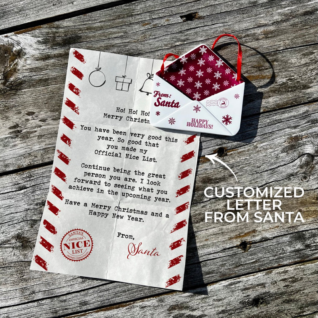 Christmas Collection (Note From Santa) Maroon Snowflake Envelope Resin Ornament with Letter RRENV005