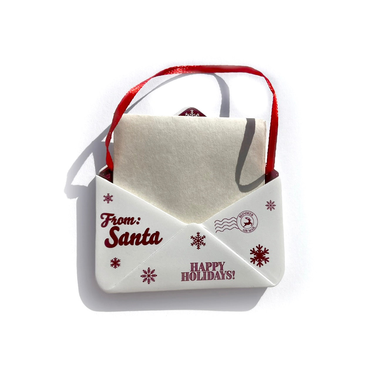 Christmas Collection (Note From Santa - Personalized) Maroon Snowflake Envelope Resin Ornament with Letter RRENV006