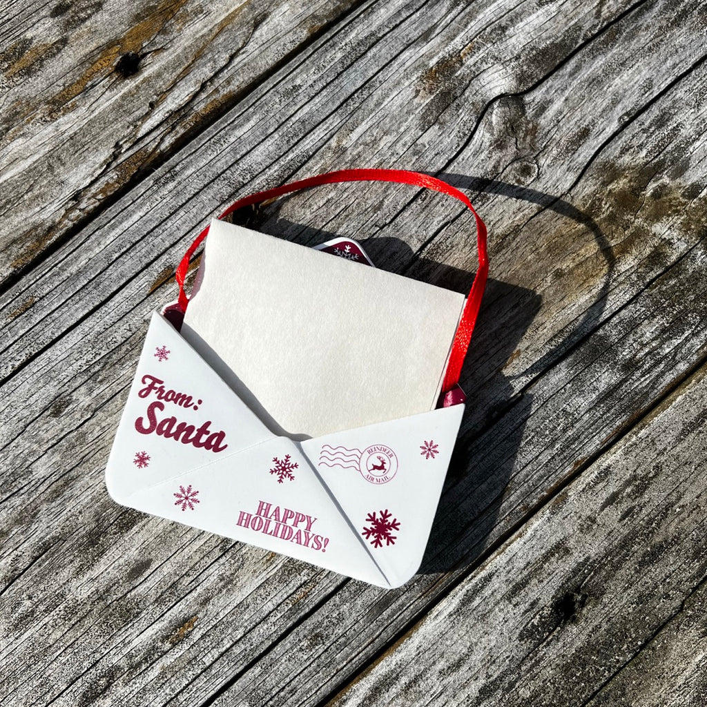 Christmas Collection (Note From Santa - Personalized) Maroon Snowflake Envelope Resin Ornament with Letter RRENV006