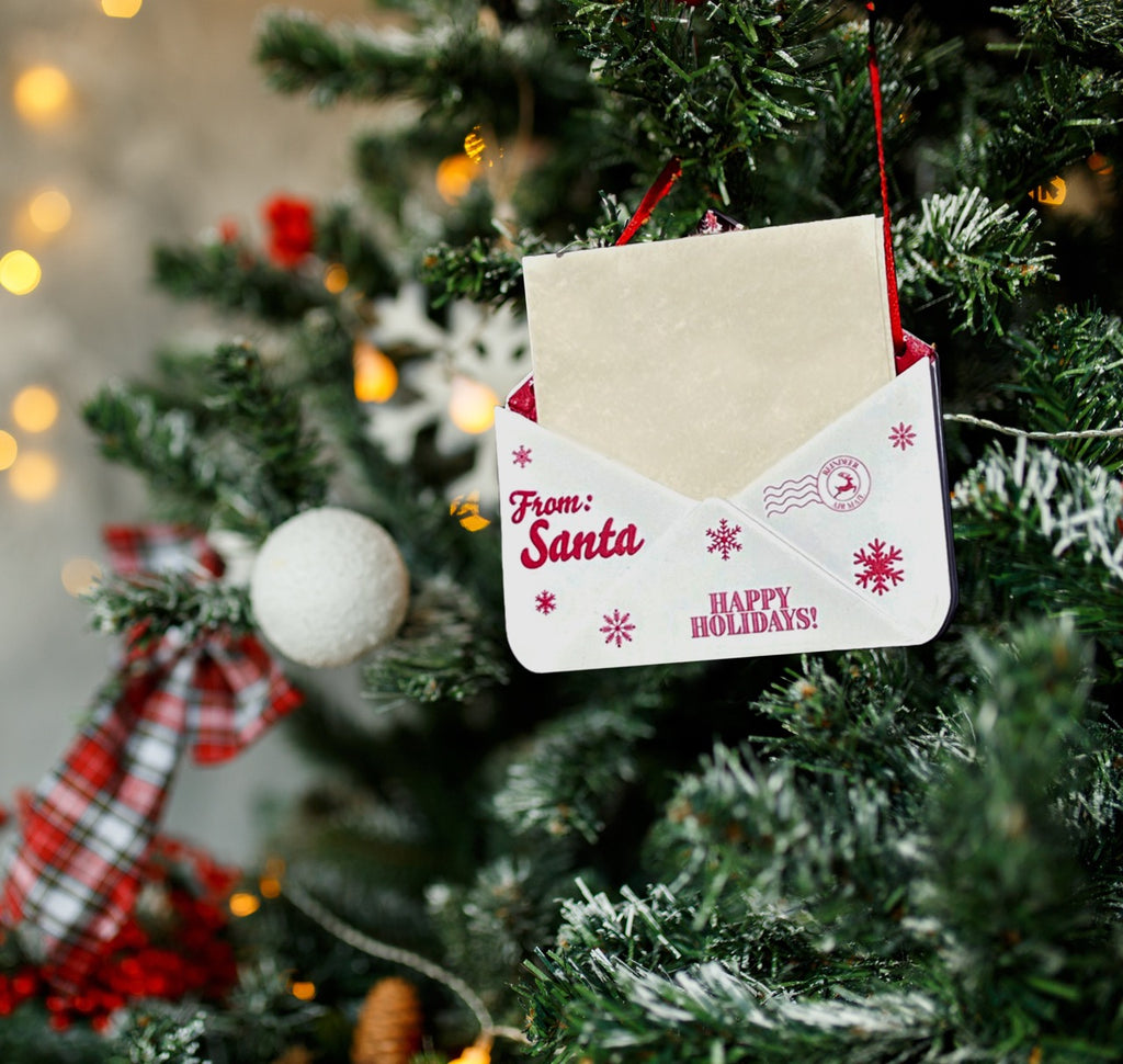 Christmas Collection (Note From Santa - Personalized) Maroon Snowflake Envelope Resin Ornament with Letter RRENV006