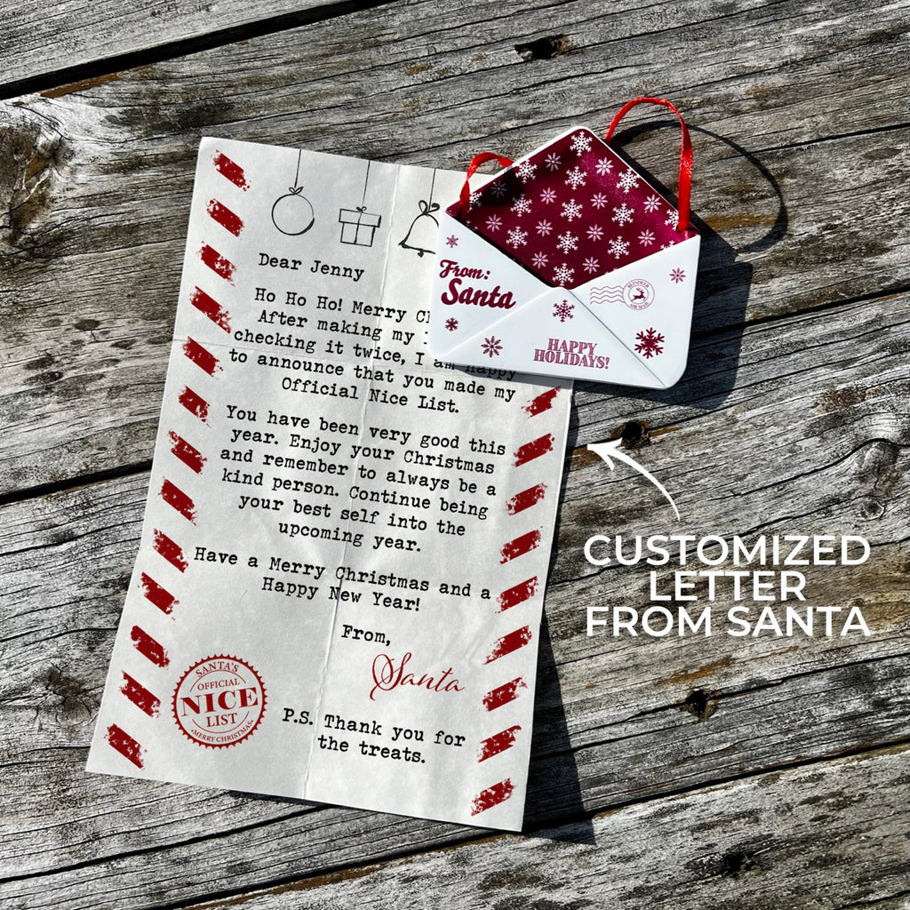 Christmas Collection (Note From Santa - Personalized) Maroon Snowflake Envelope Resin Ornament with Letter RRENV006