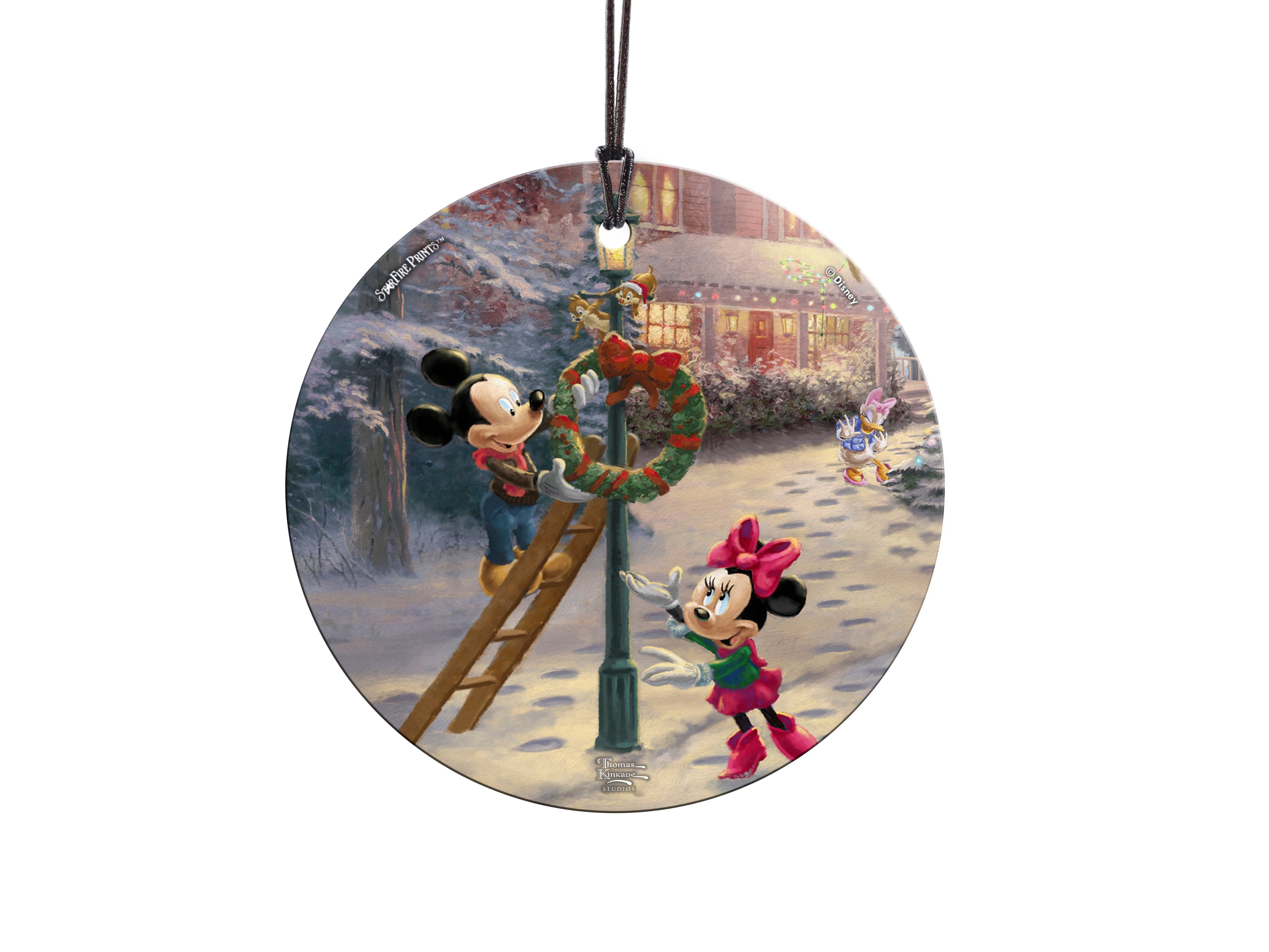 Disney (Mickeys Victorian Christmas - Mickey and Minnie Mouse) StarFire Prints™ Hanging Glass Print SPCIR1000