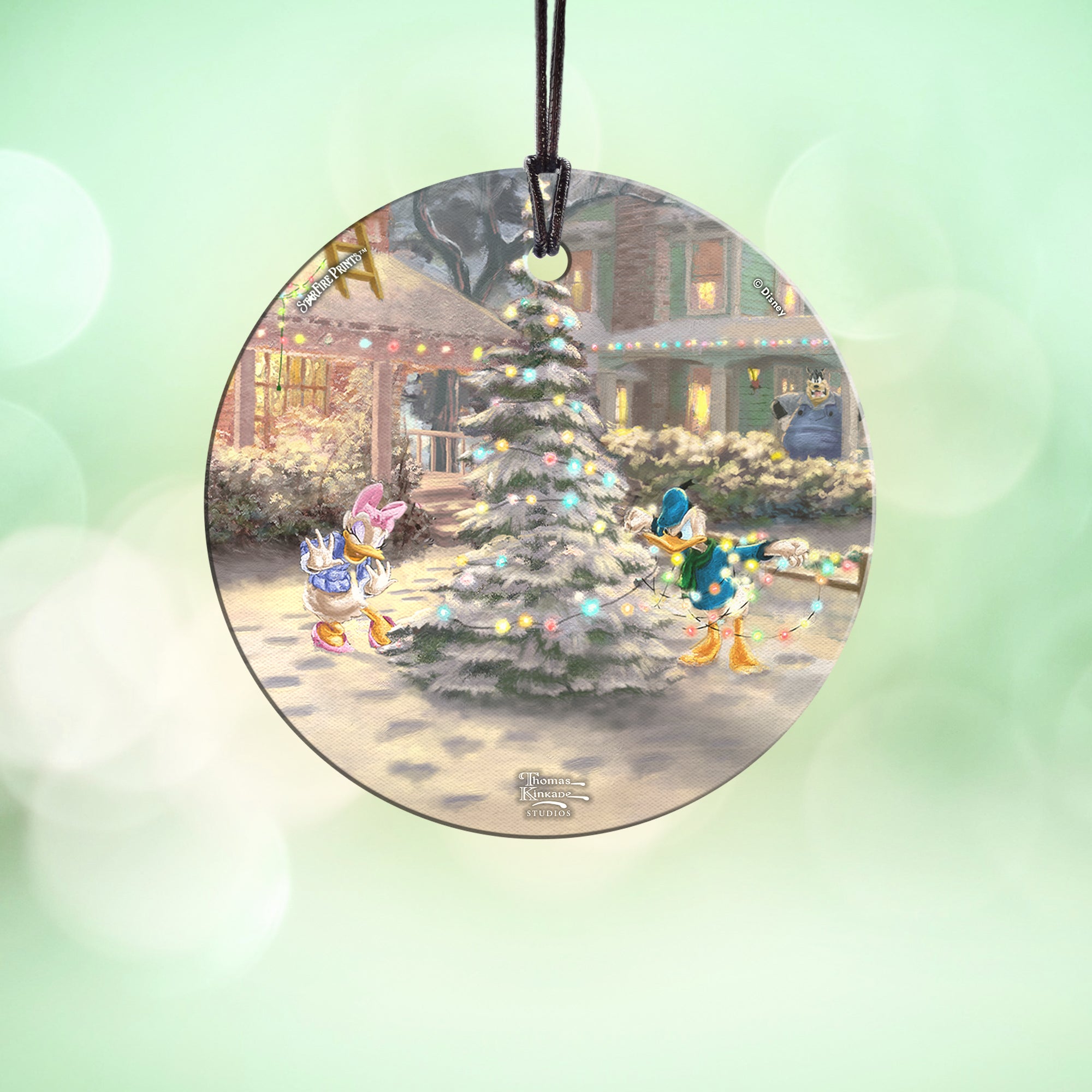Disney (Mickeys Victorian Christmas - Donald and Daisy Duck) StarFire Prints™ Hanging Glass Print SPCIR1001
