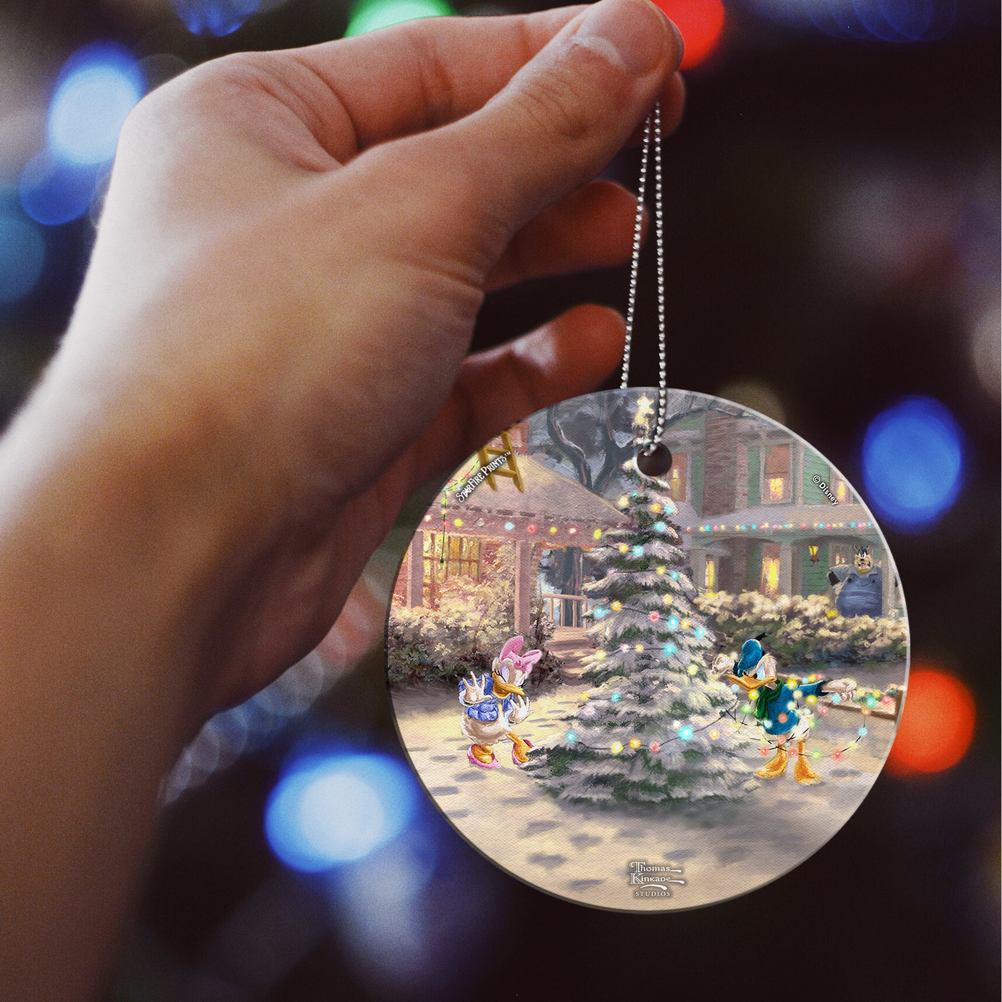 Disney (Mickeys Victorian Christmas - Donald and Daisy Duck) StarFire Prints™ Hanging Glass Print SPCIR1001