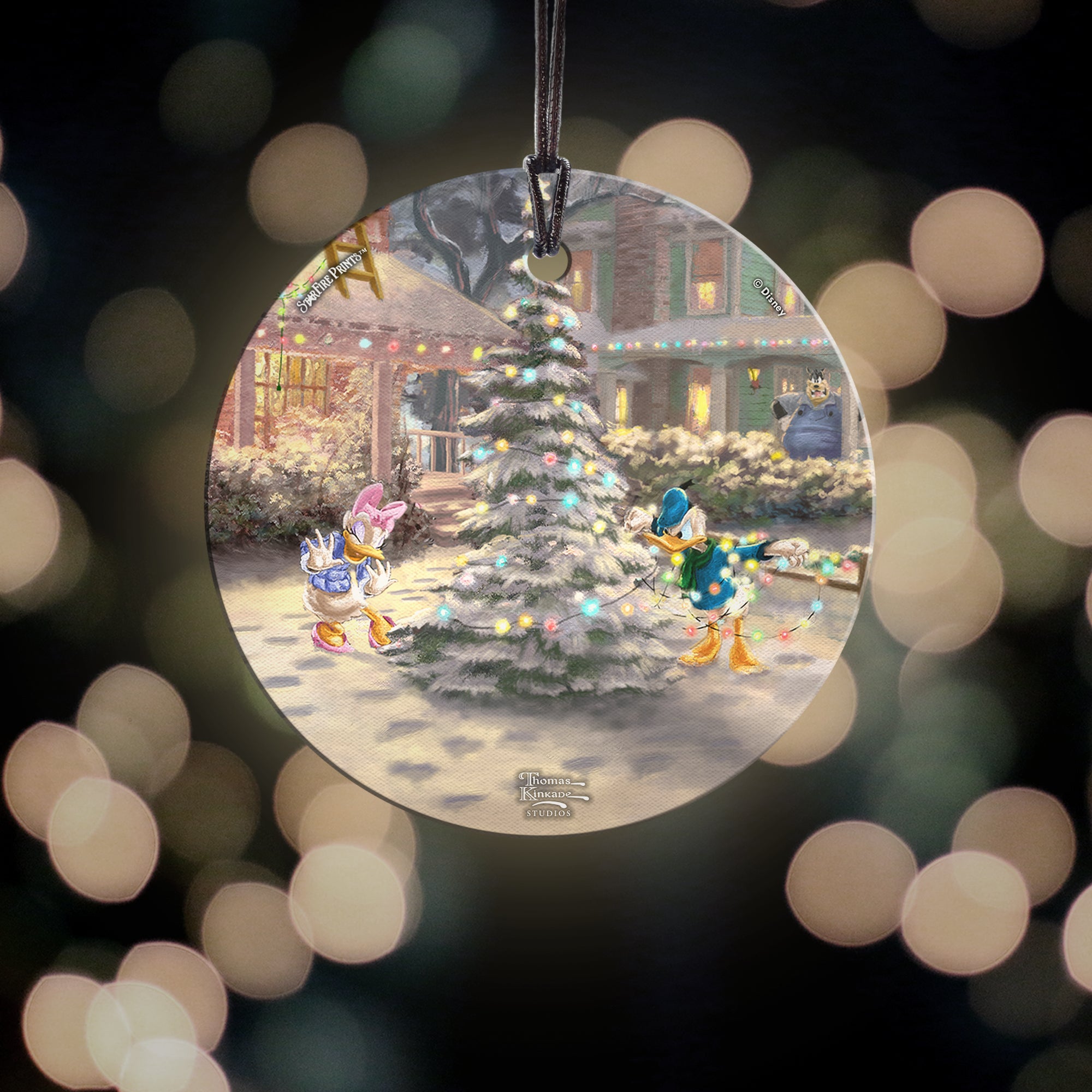 Disney (Mickeys Victorian Christmas - Donald and Daisy Duck) StarFire Prints™ Hanging Glass Print SPCIR1001