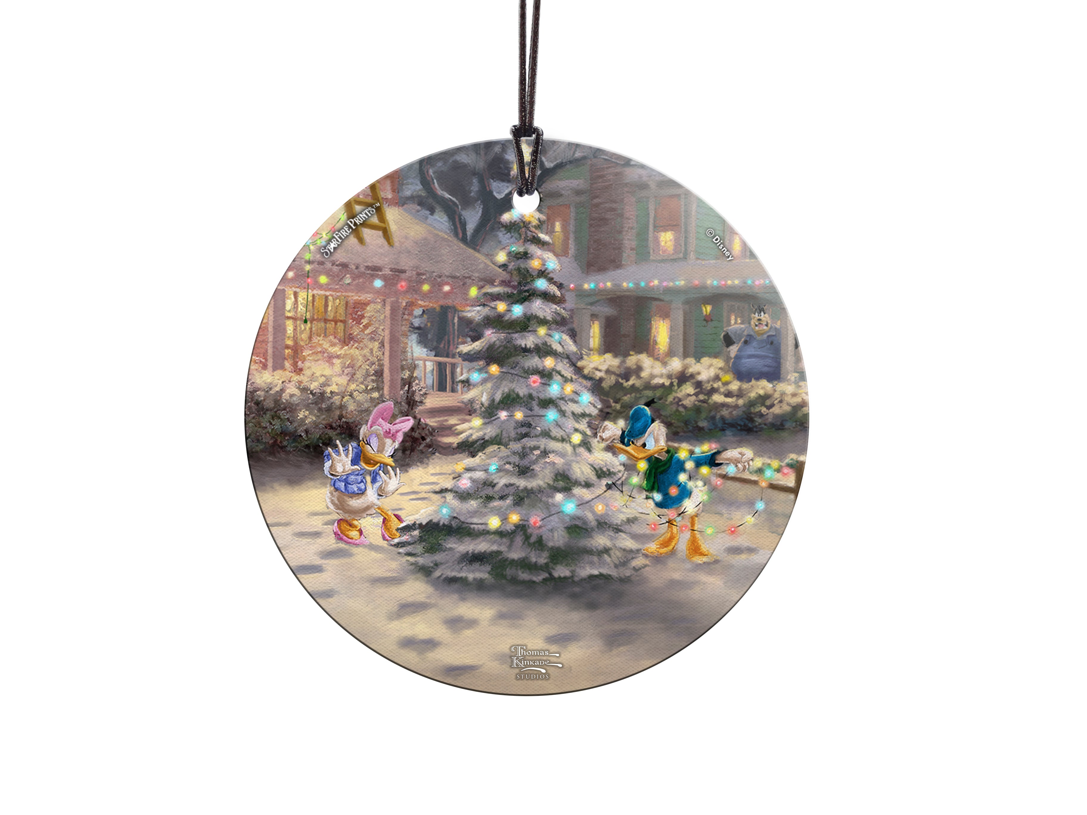 Disney (Mickeys Victorian Christmas - Donald and Daisy Duck) StarFire Prints™ Hanging Glass Print SPCIR1001