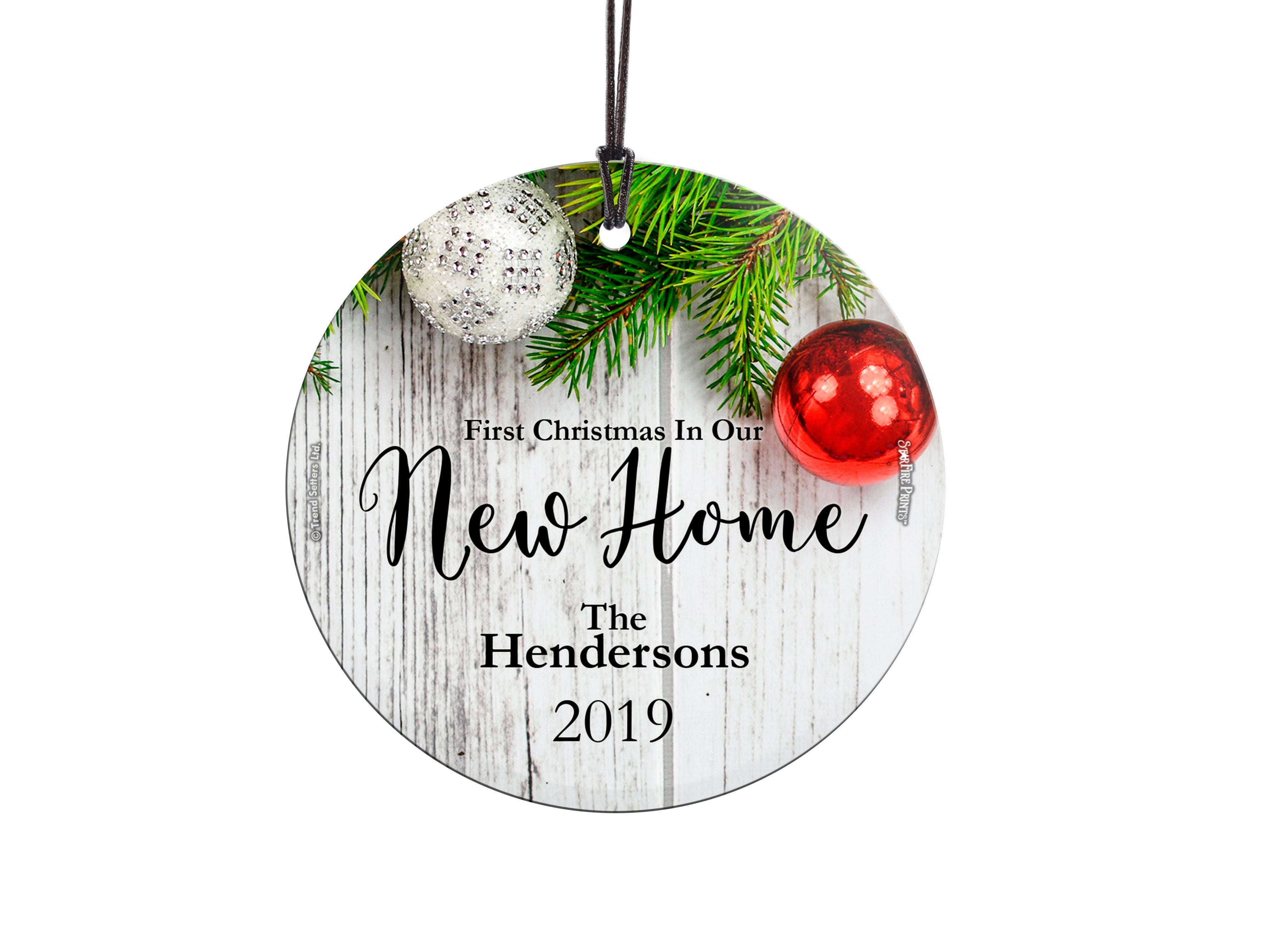 Christmas Collection (First Christmas in Our New Home – Personalized) StarFire Prints™ Hanging Glass Print