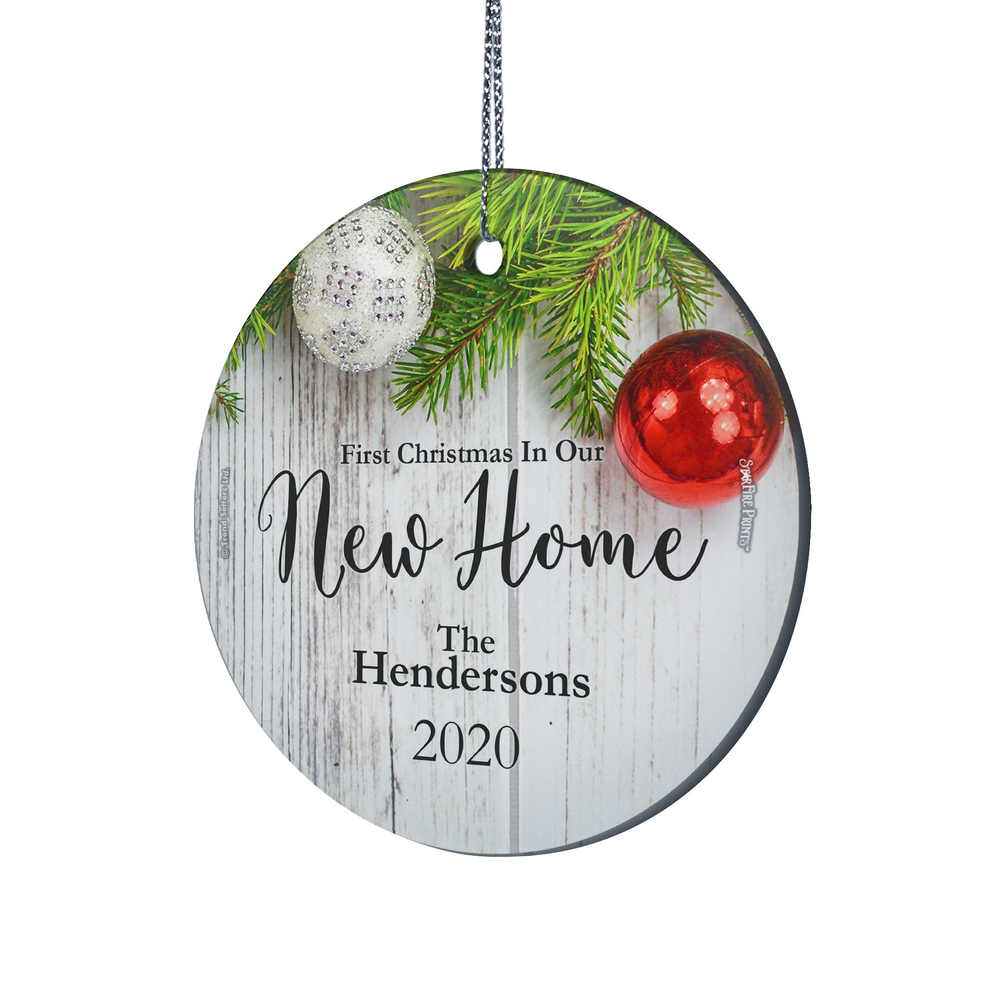 Christmas Collection (First Christmas in Our New Home – Personalized) StarFire Prints™ Hanging Glass Print