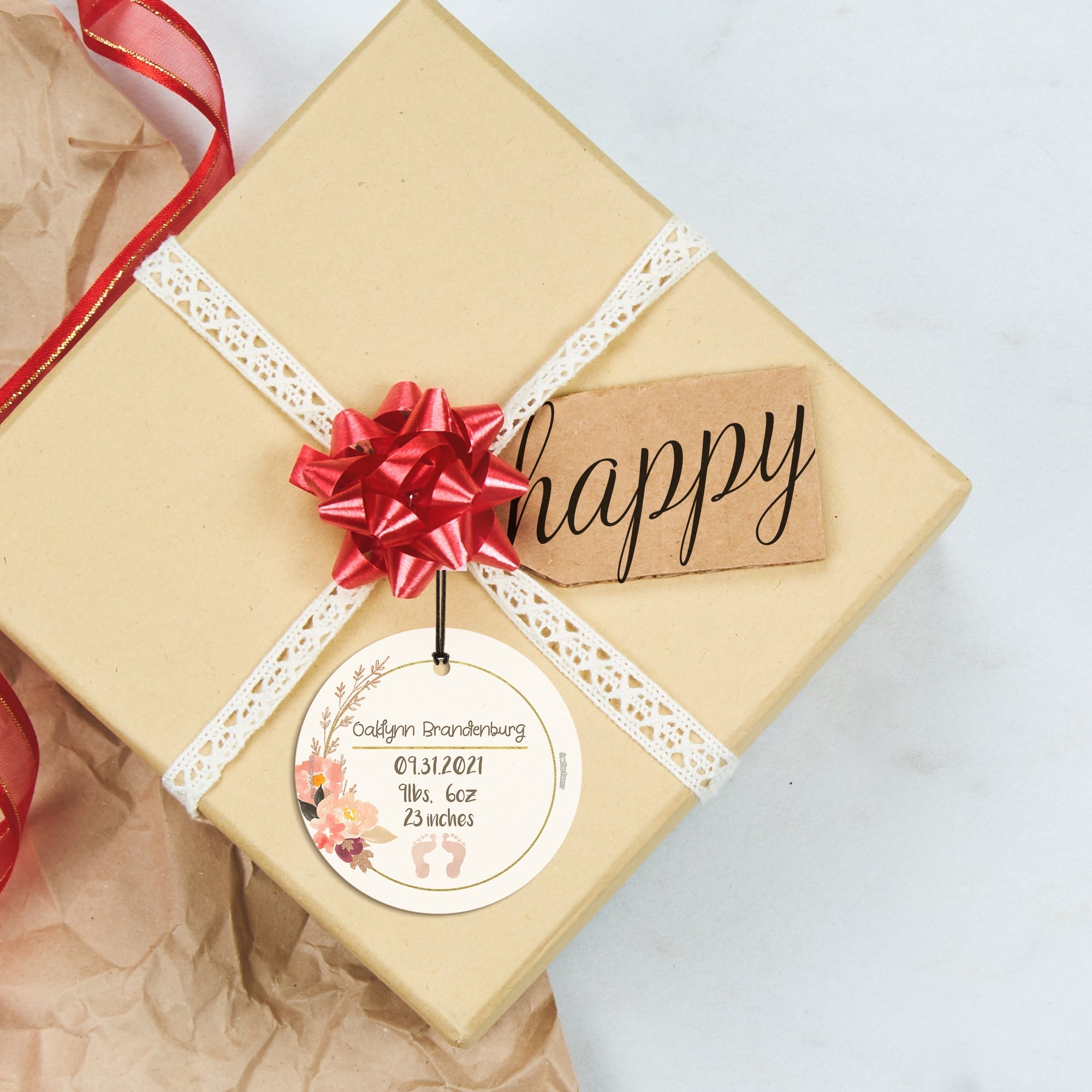 Baby Collection (Baby’s Information – Personalized) StarFire Prints Hanging Glass Print