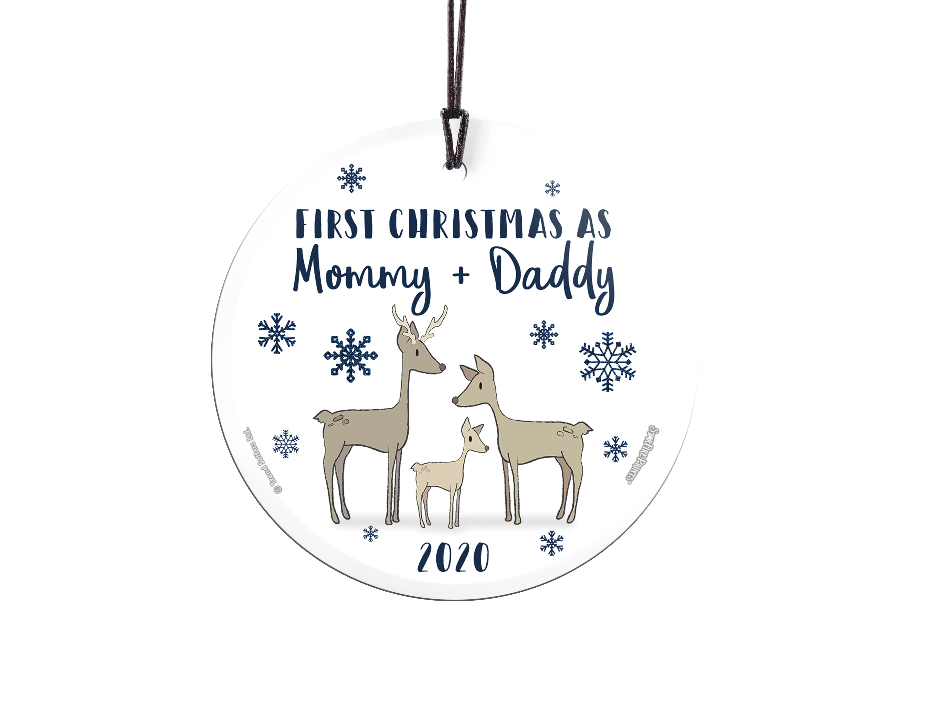 Christmas Collection (First Christmas as Mommy and Daddy Deer - Personalized) StarFire Prints Hanging Glass Print SPCIR1077