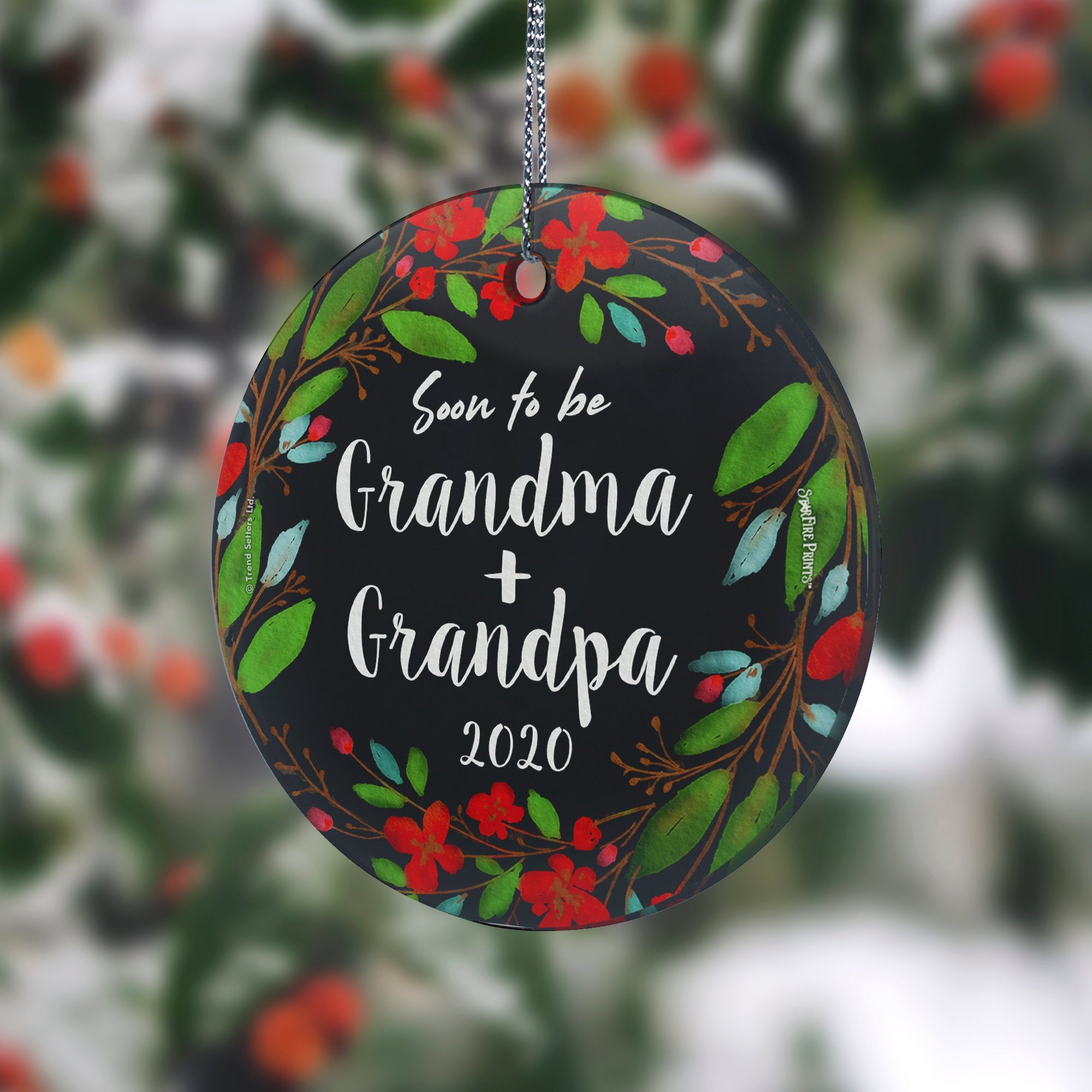 Baby Collection (Soon to be Grandma and Grandpa – Personalized) StarFire Prints™ Hanging Glass Print SPCIR1078