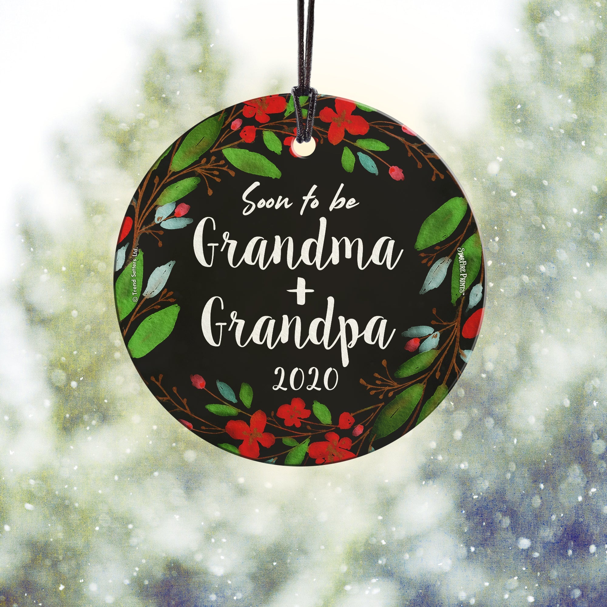 Baby Collection (Soon to be Grandma and Grandpa – Personalized) StarFire Prints™ Hanging Glass Print SPCIR1078