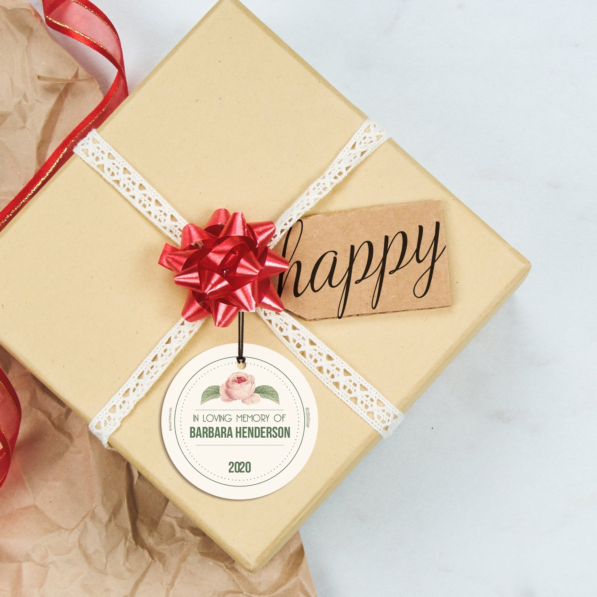 Memorial Collection (In Loving Memory White – Personalize with Name) StarFire Prints Hanging Glass